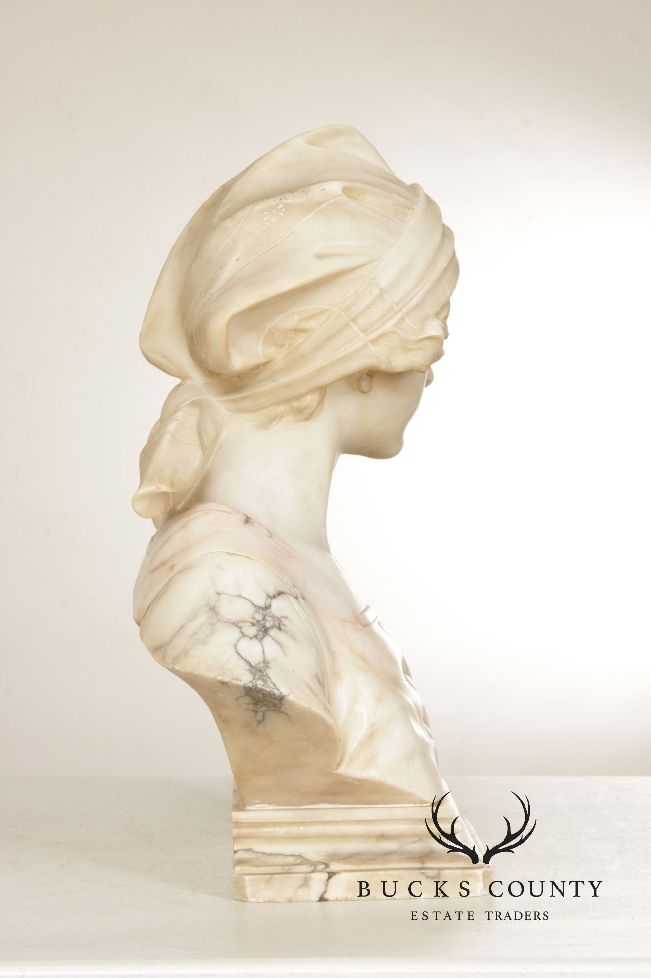 Cipriano Cipriani Carved Marble Bust of a Young Woman