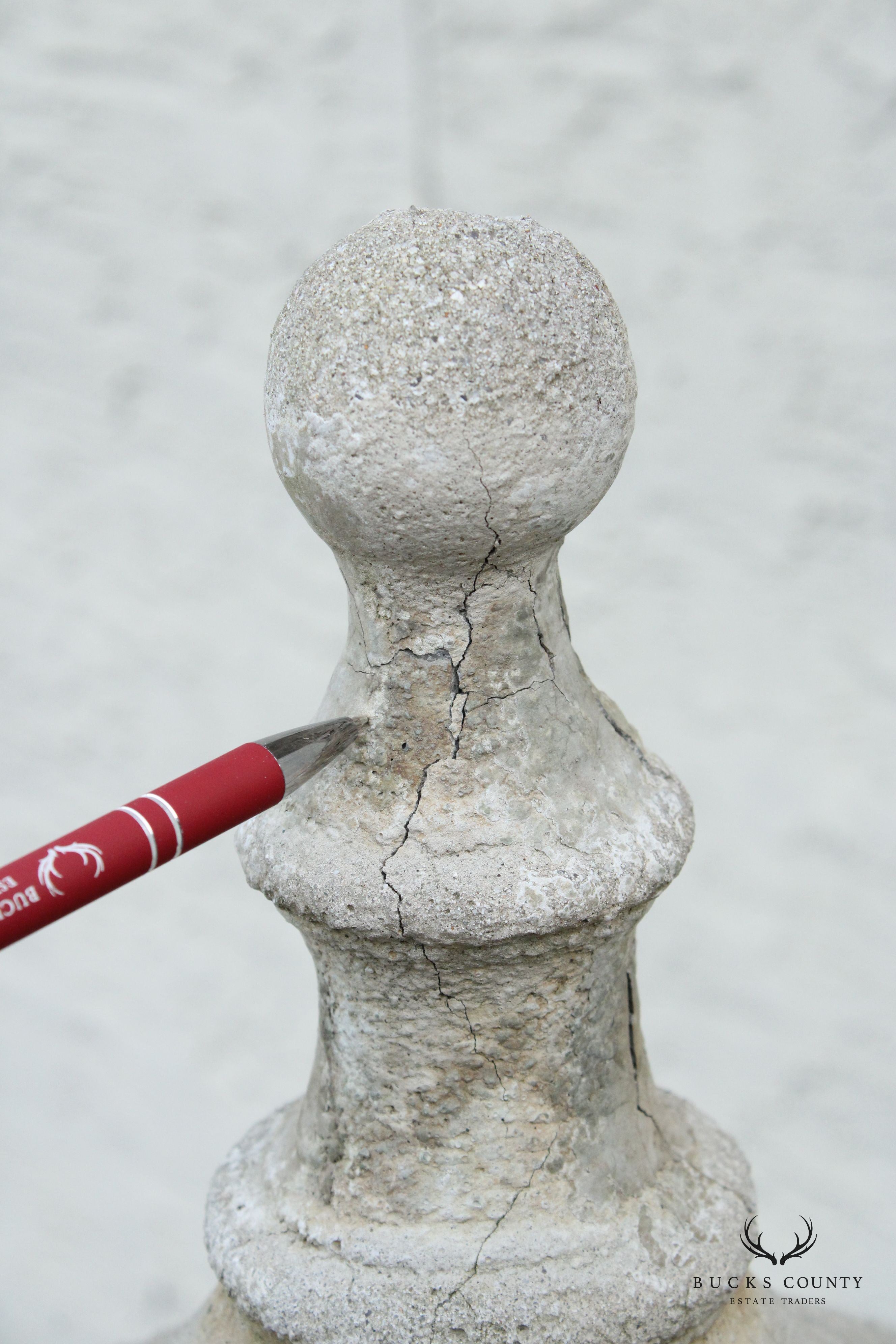 Pair Of Neoclassical Style Cast Stone Garden Urns On Pedestals