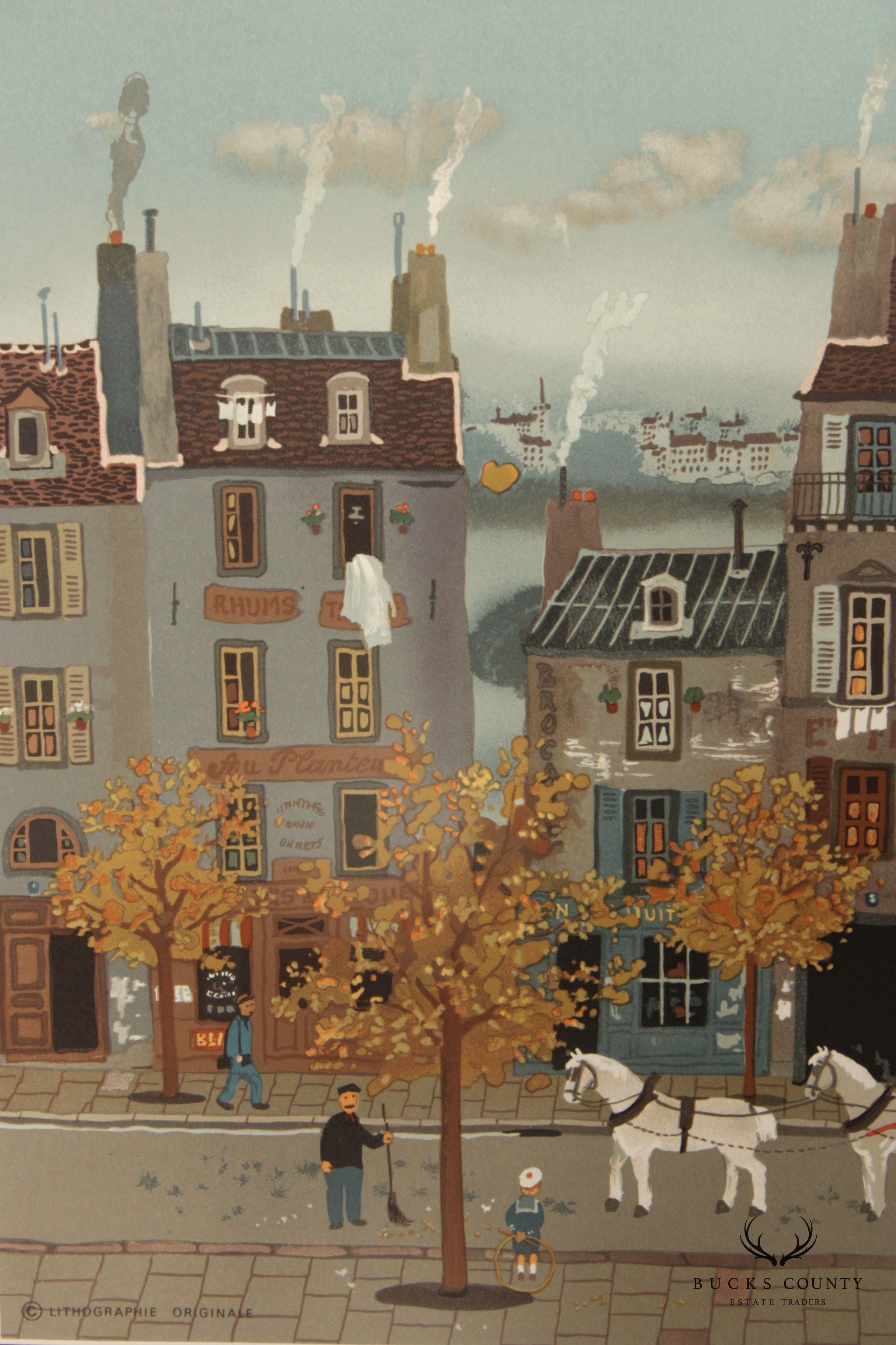 Michel Delacroix 'Marchand de Farine' Framed Numbered Lithograph