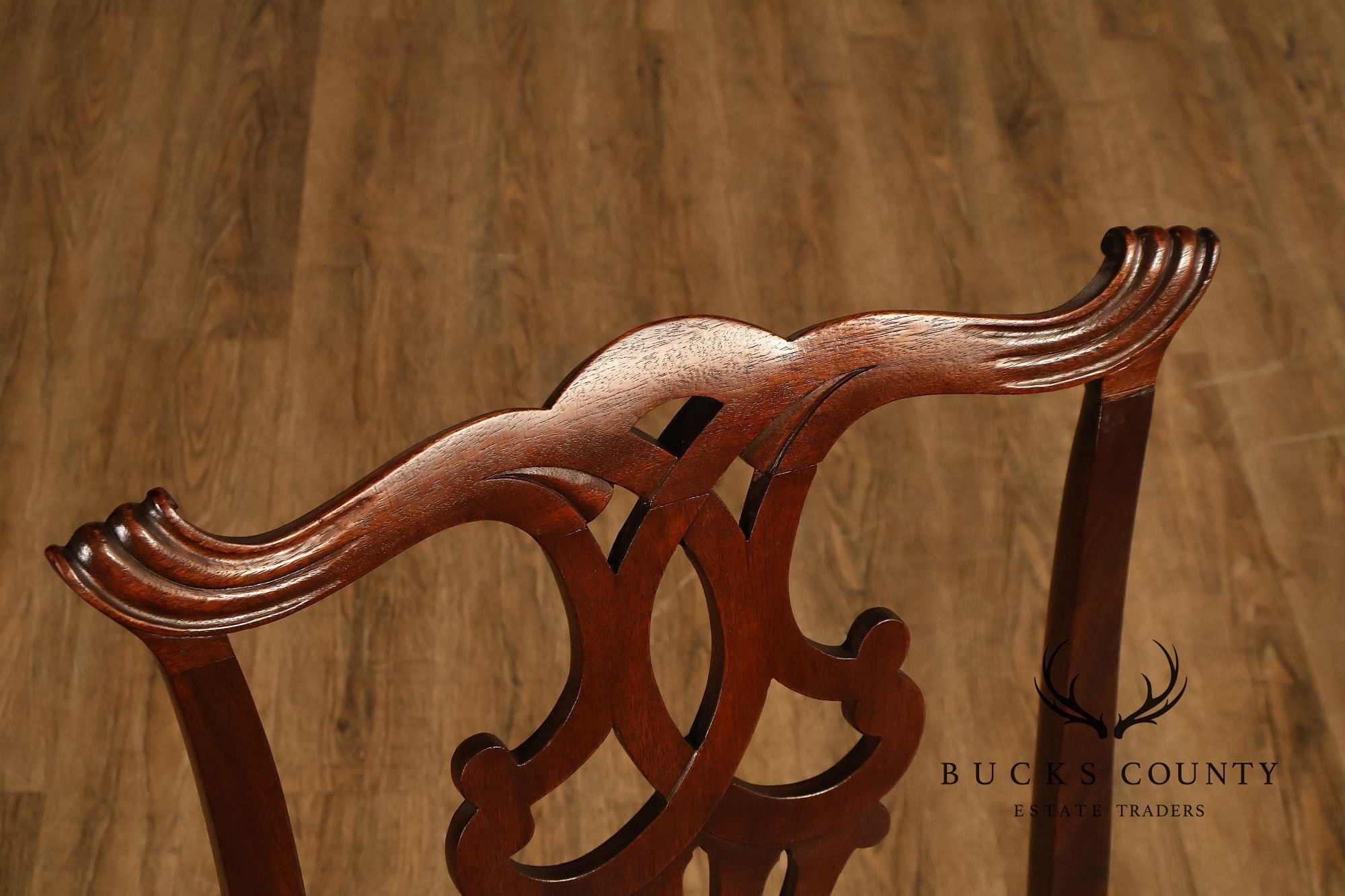 1940's Chippendale Style Set Of Eight Custom Mahogany Dining Chairs
