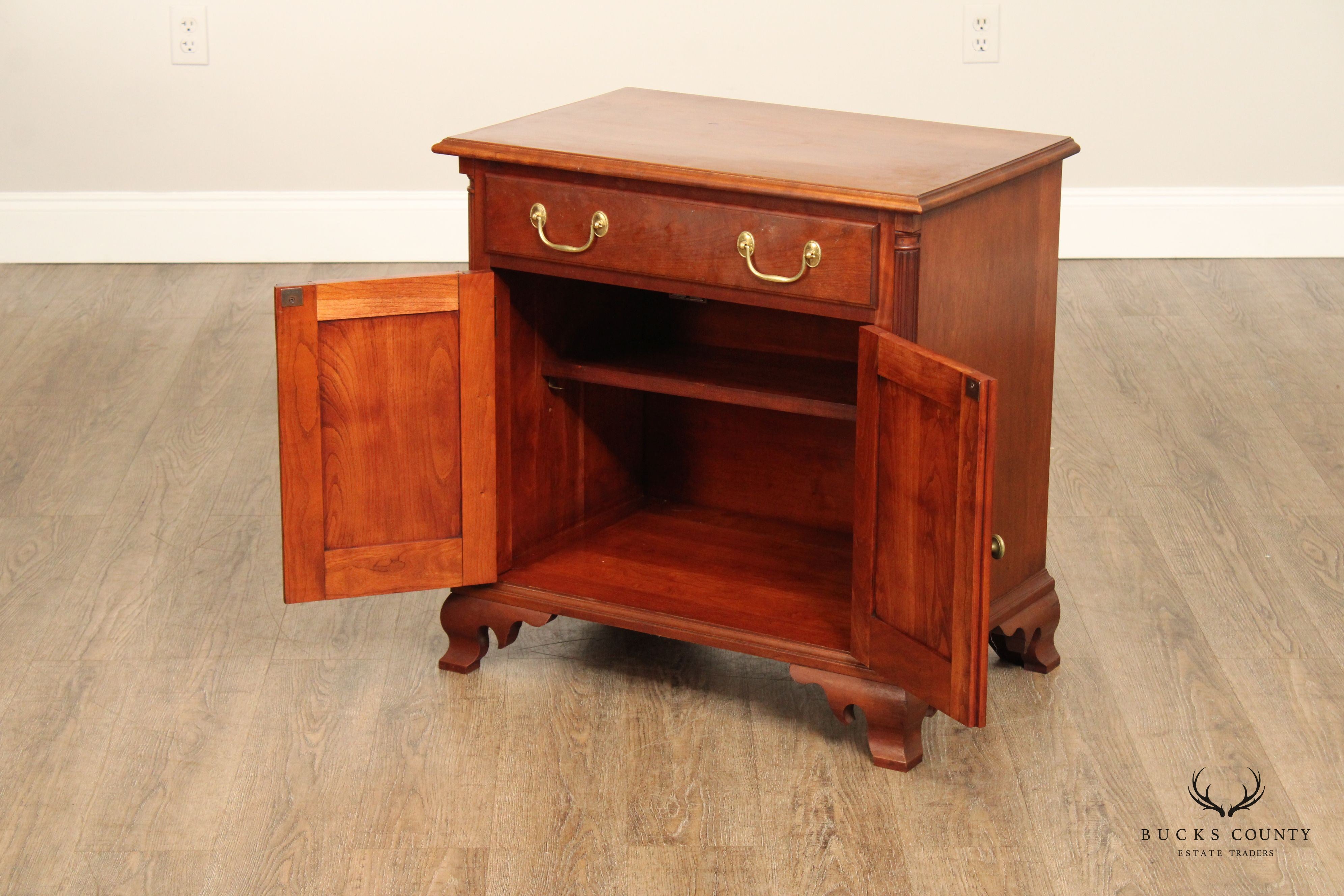 Chippendale Style Cherry Nightstand Cabinet