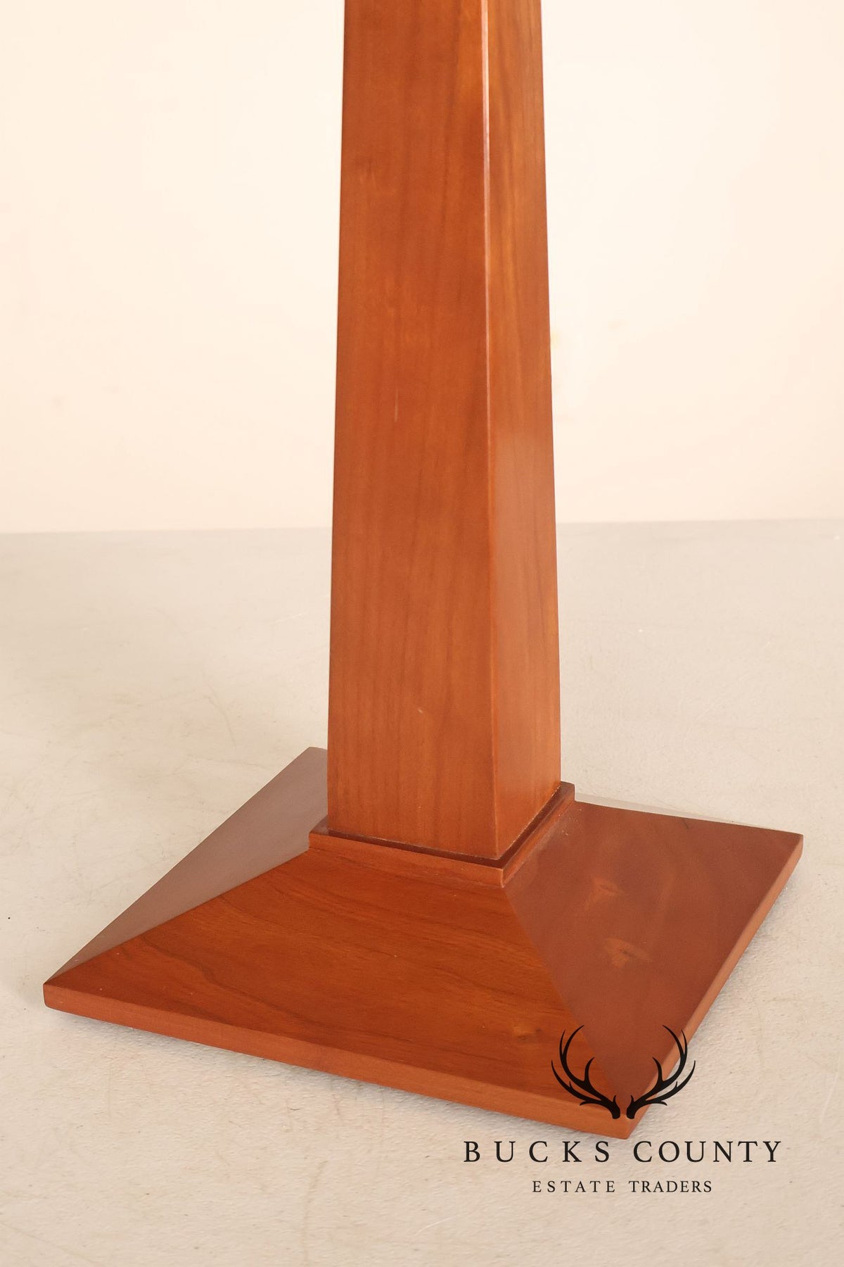 Stickley Stained Glass Shade Cherry Wood Table Lamp