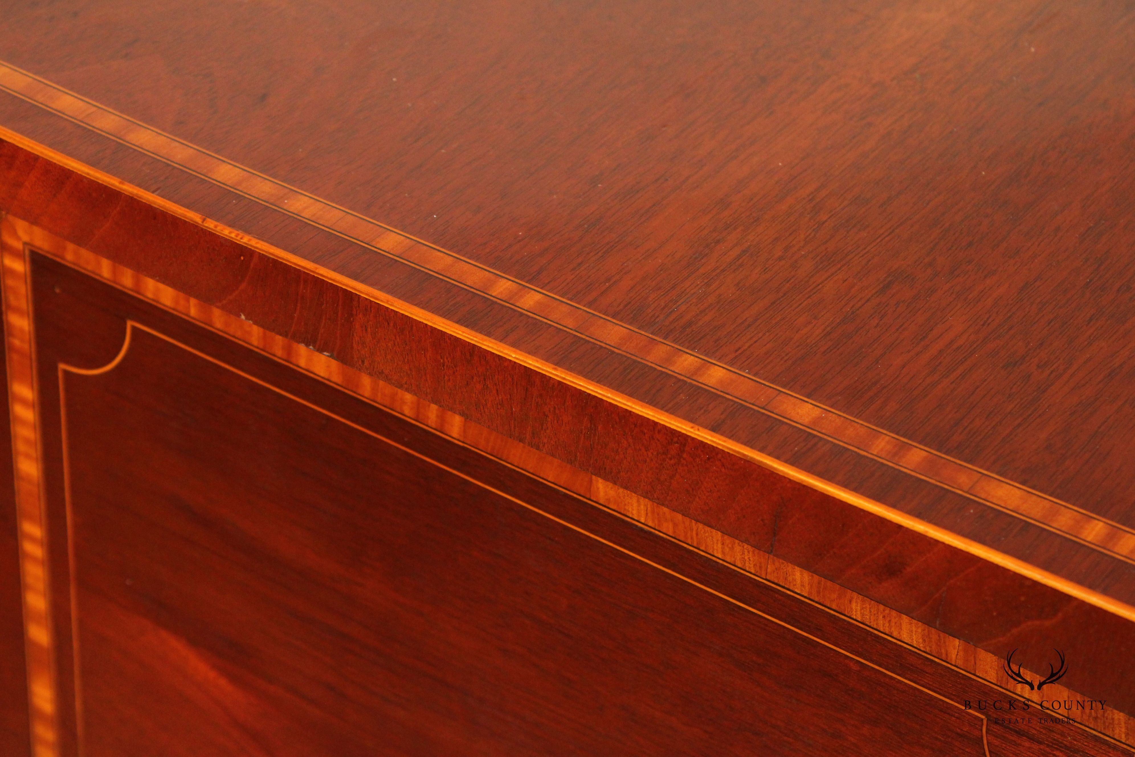 Antique English Federal Inlaid Mahogany Bowfront Sideboard