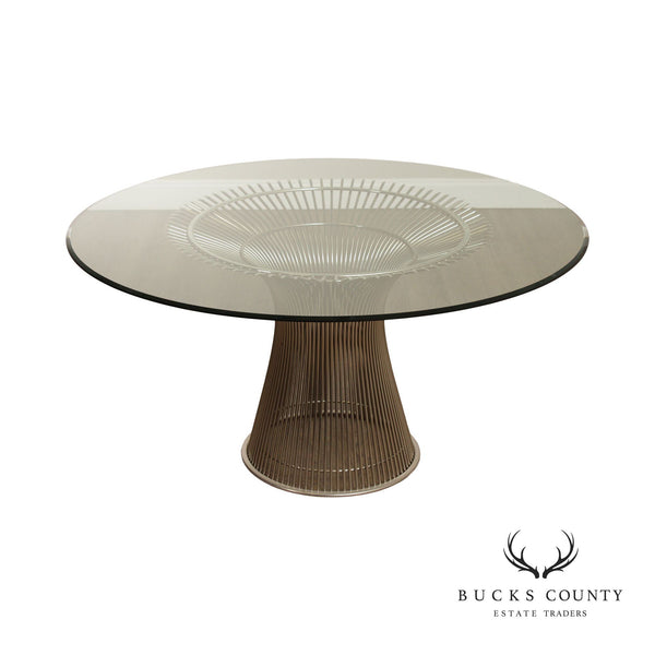 Warren Platner Style Mid Century Modern Round Glass Top Dining Table