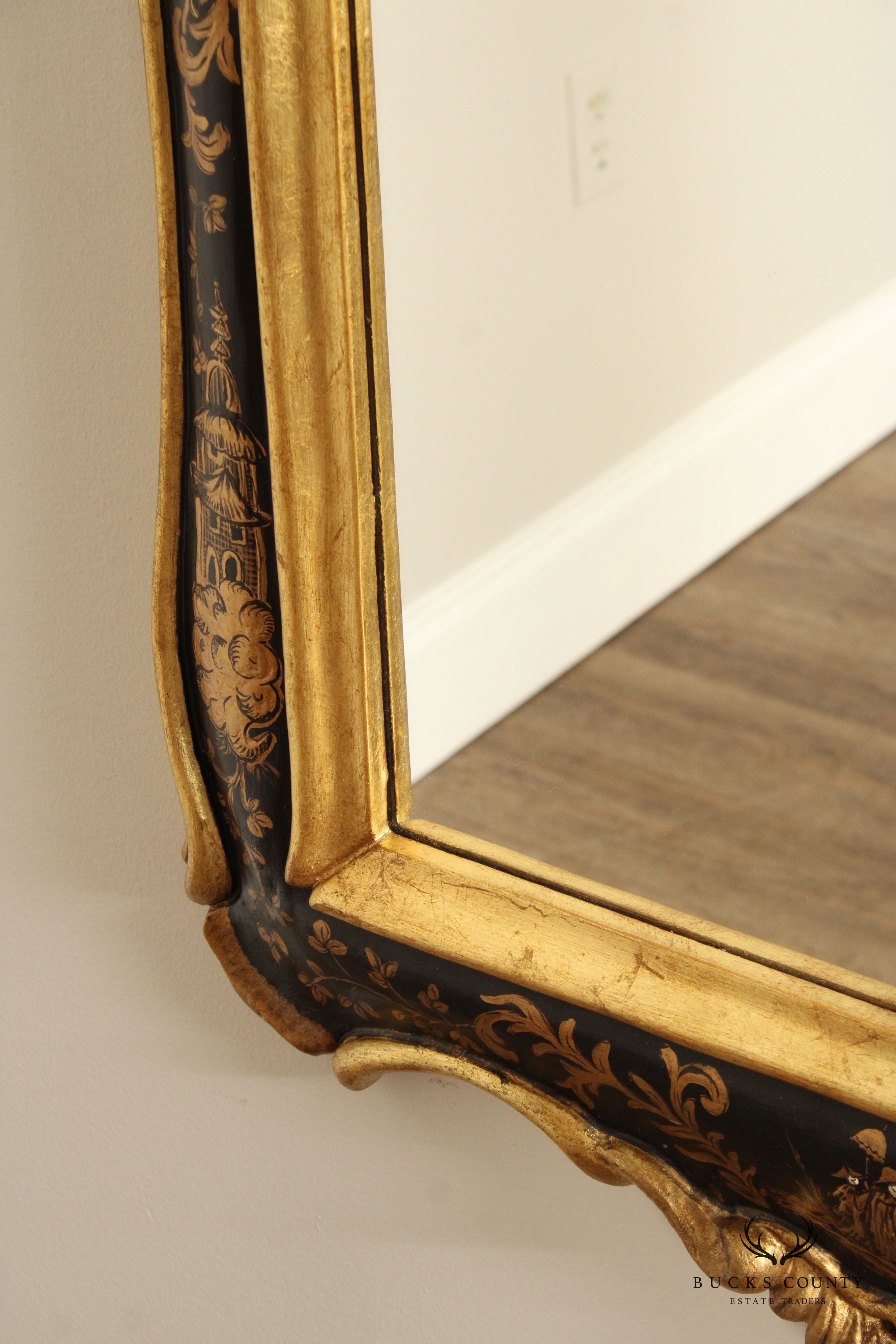 Italian Partial Gilt Chinoiserie Wall Mirror