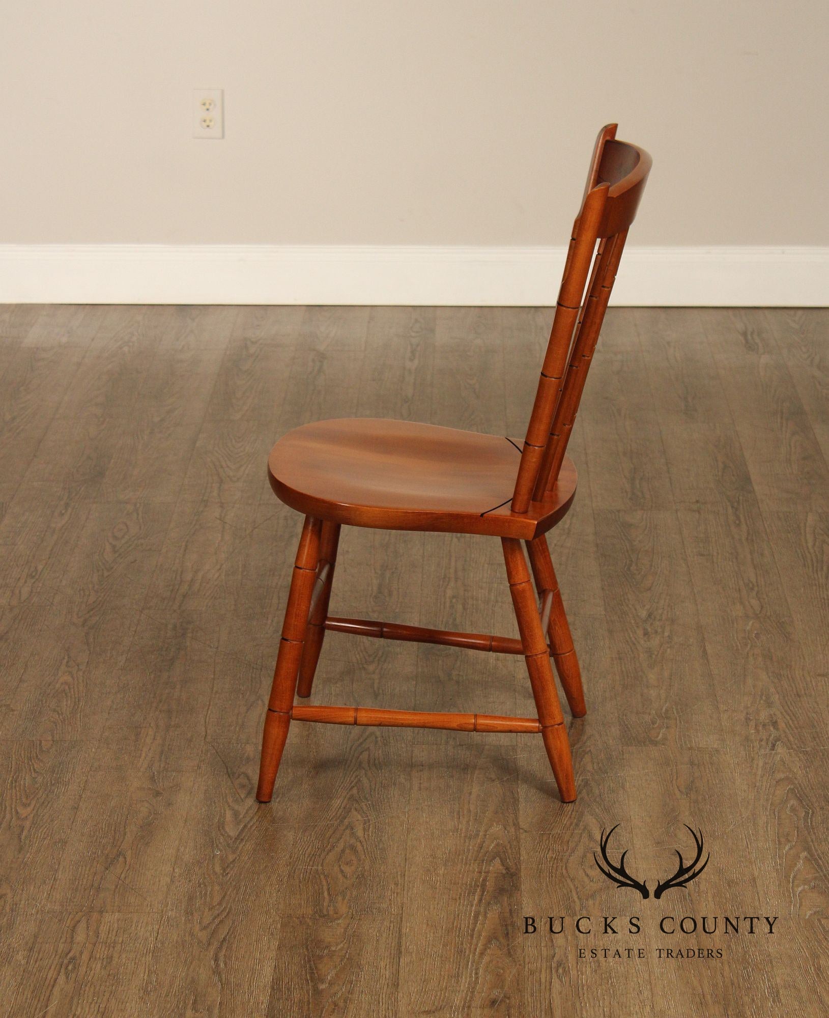 L. Hitchcock Set Of Four Stenciled Spindle Back Dining Chairs