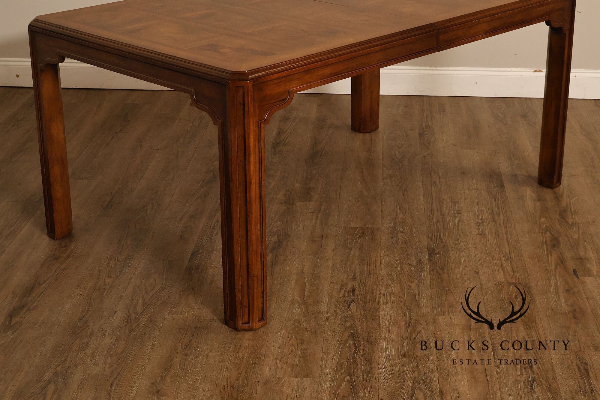 Drexel Heritage Sketchbook Collection Burl Wood Parsons Extendable Dining Table