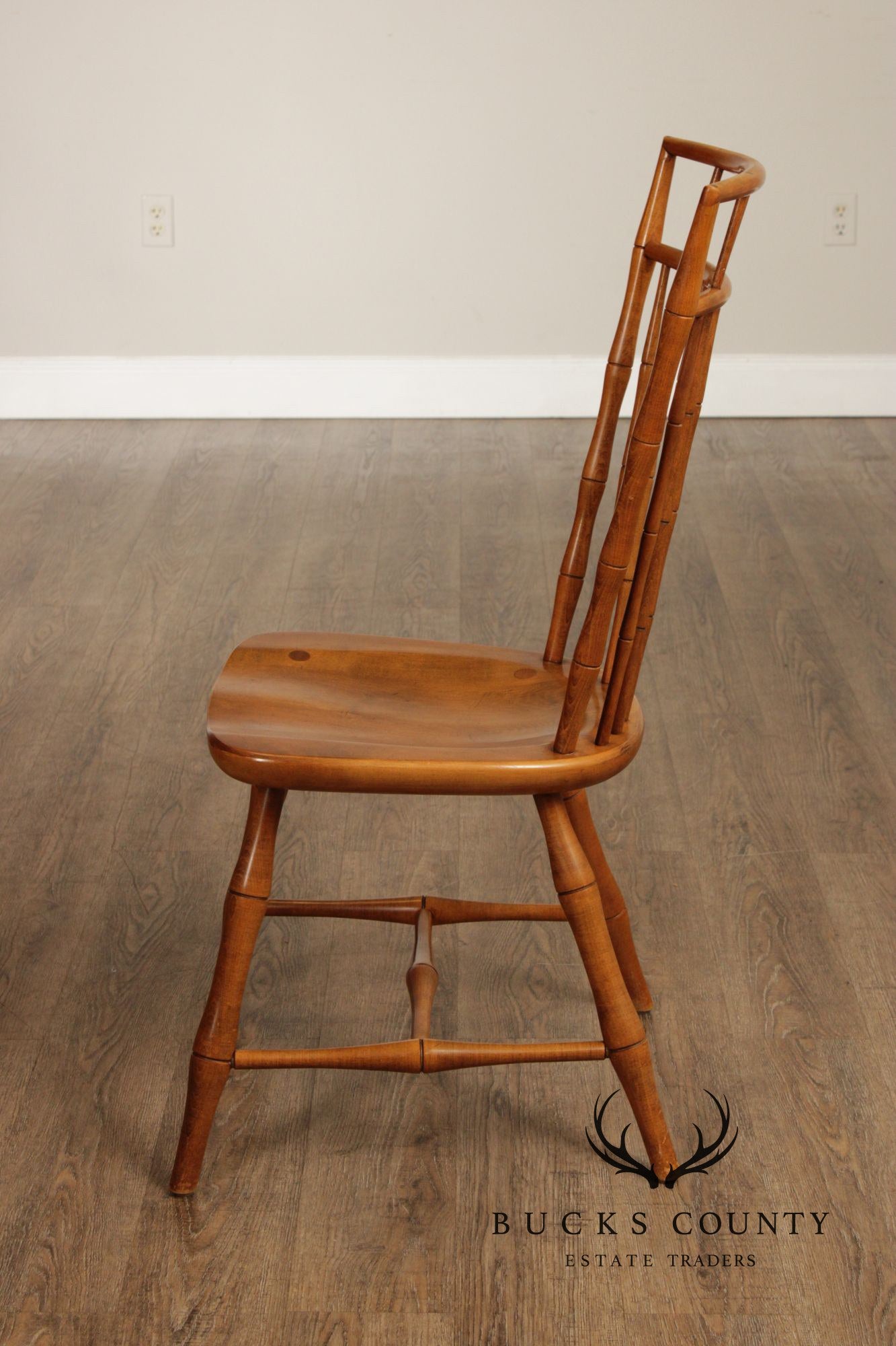 Ethan Allen Circa 1776 Collection Maple Set Of Eight Birdcage Windsor Dining Chairs