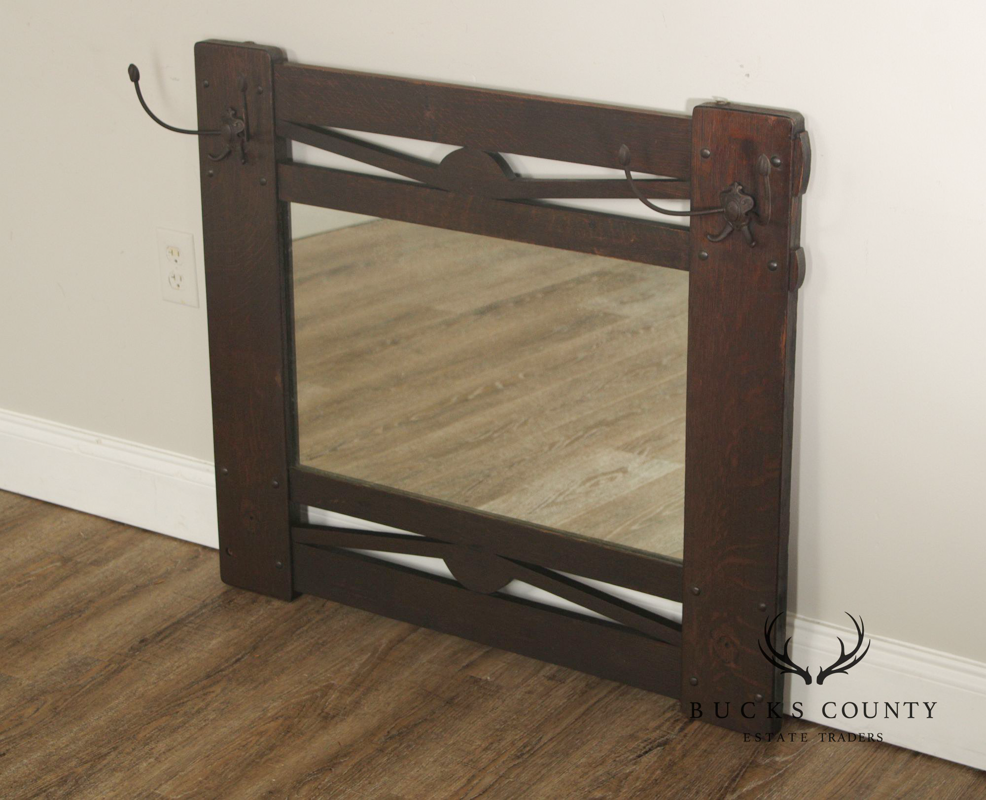 Arts and Crafts Oak Wall Mirror