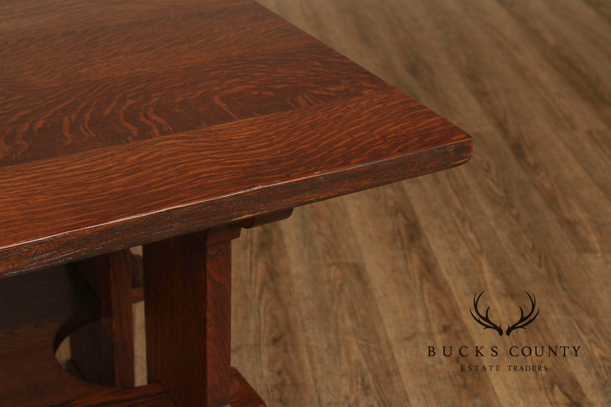L. & J.G. Stickley Antique Mission Oak Trestle Table #593