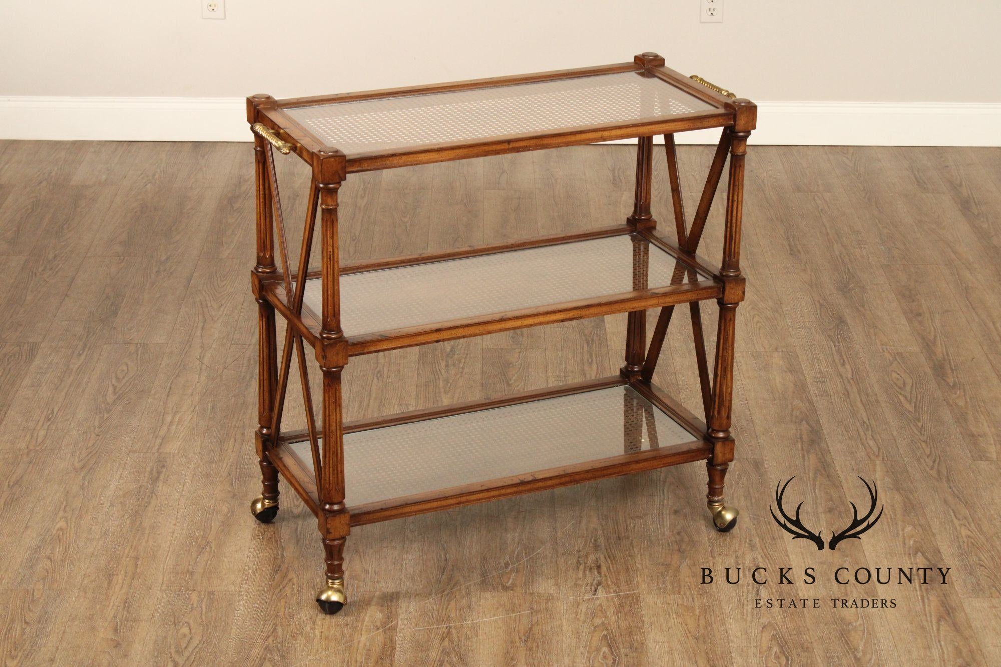Regency Style Three-Tier Rolling Bar Cart