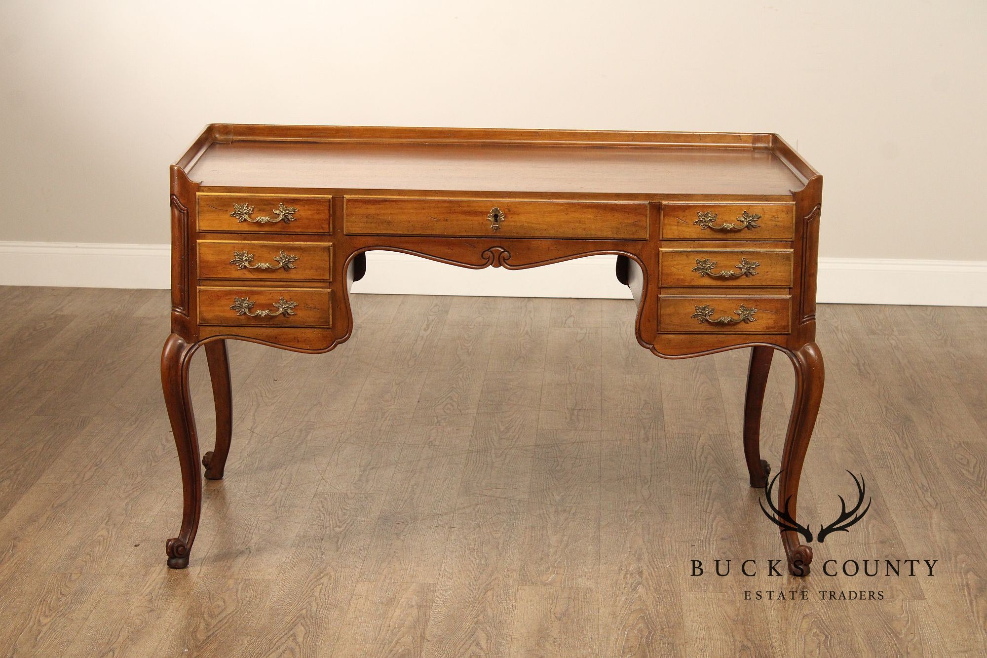 Baker Furniture French Louis XV Style Walnut Writing Desk