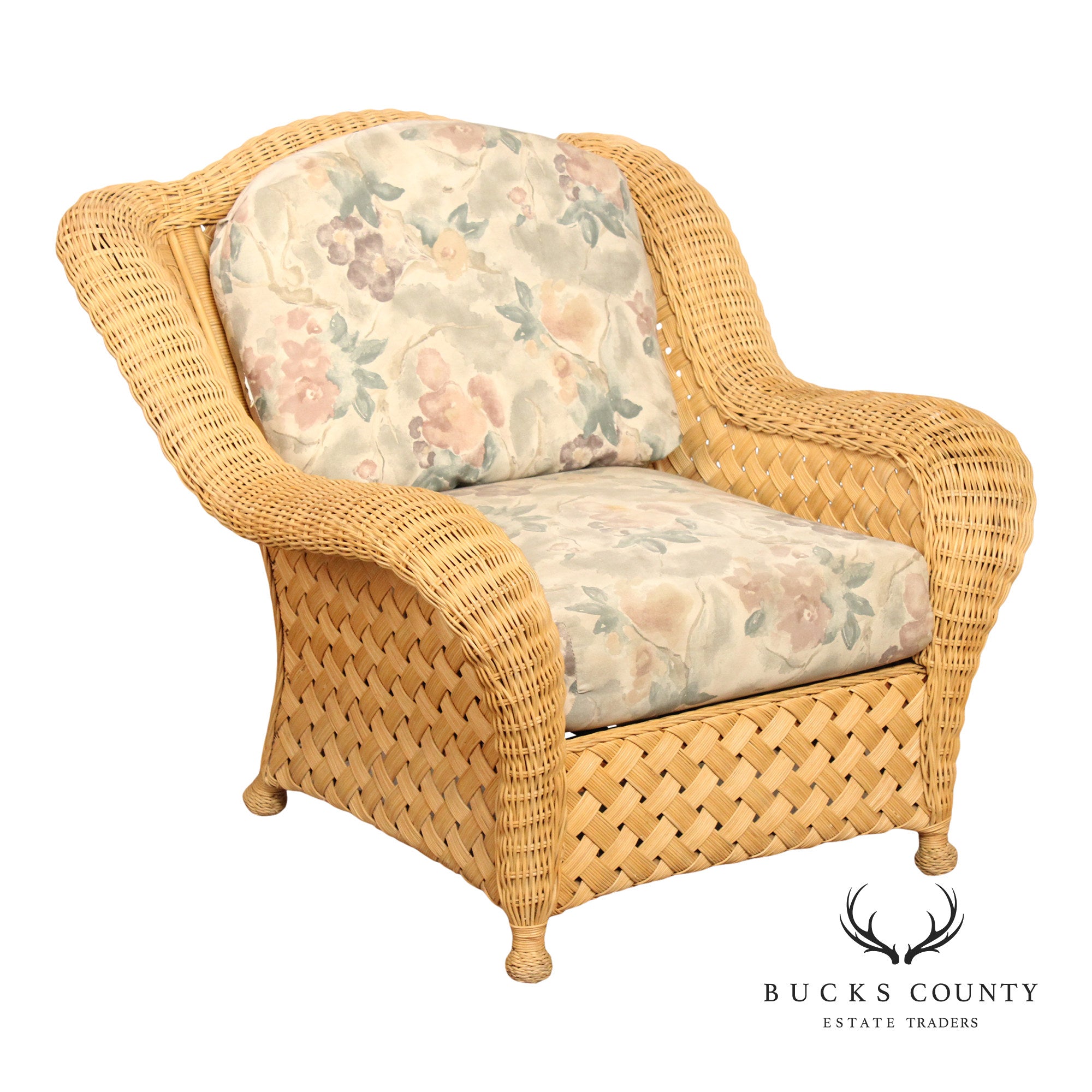 Quality Vintage Wicker Lounge Armchair
