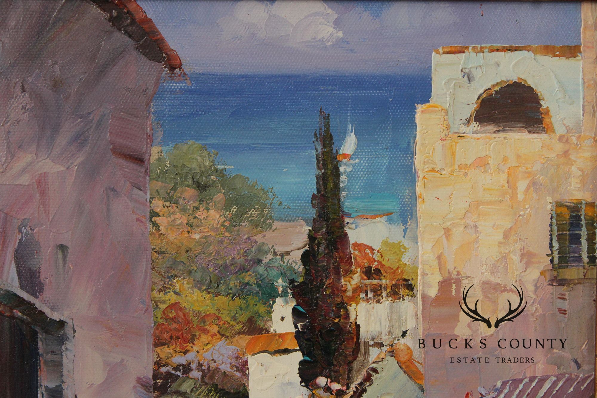 Impressionist Style Oil Painting, Italian Villagescape