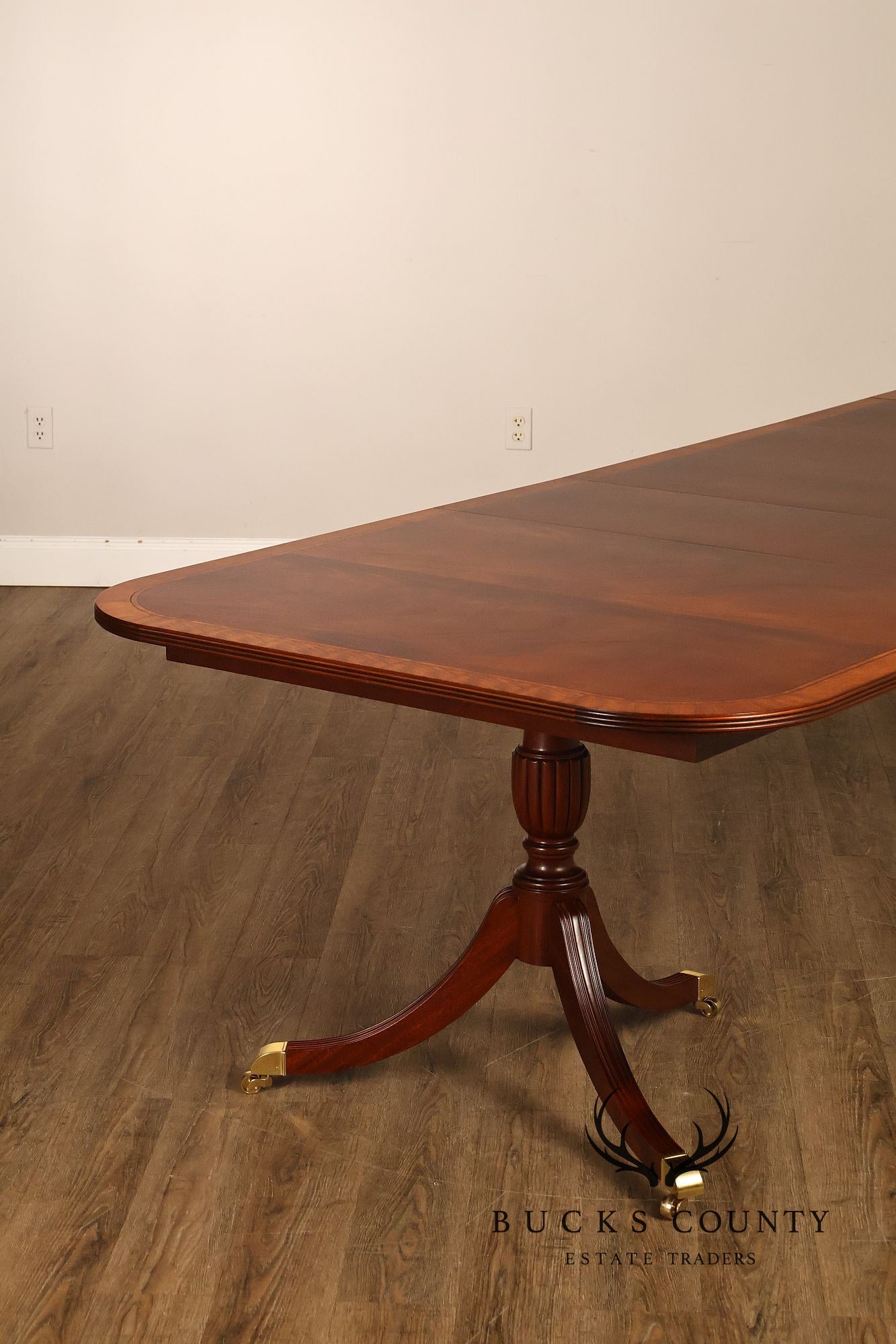 Craftique Mahogany Dining Table With Satin Wood Banding- 4 Leaves