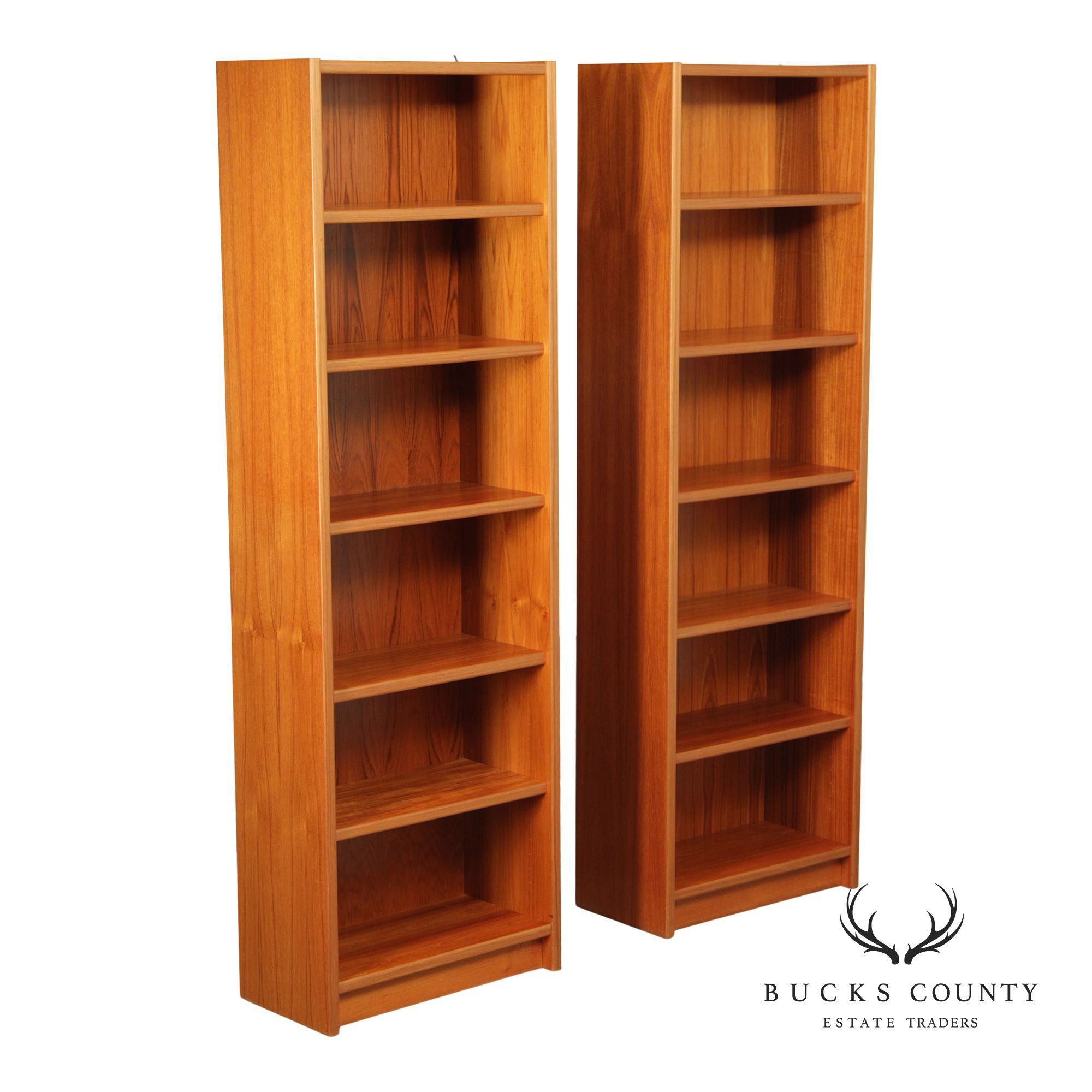 Pair Of Danish Mid Century Modern Teak Bookcases