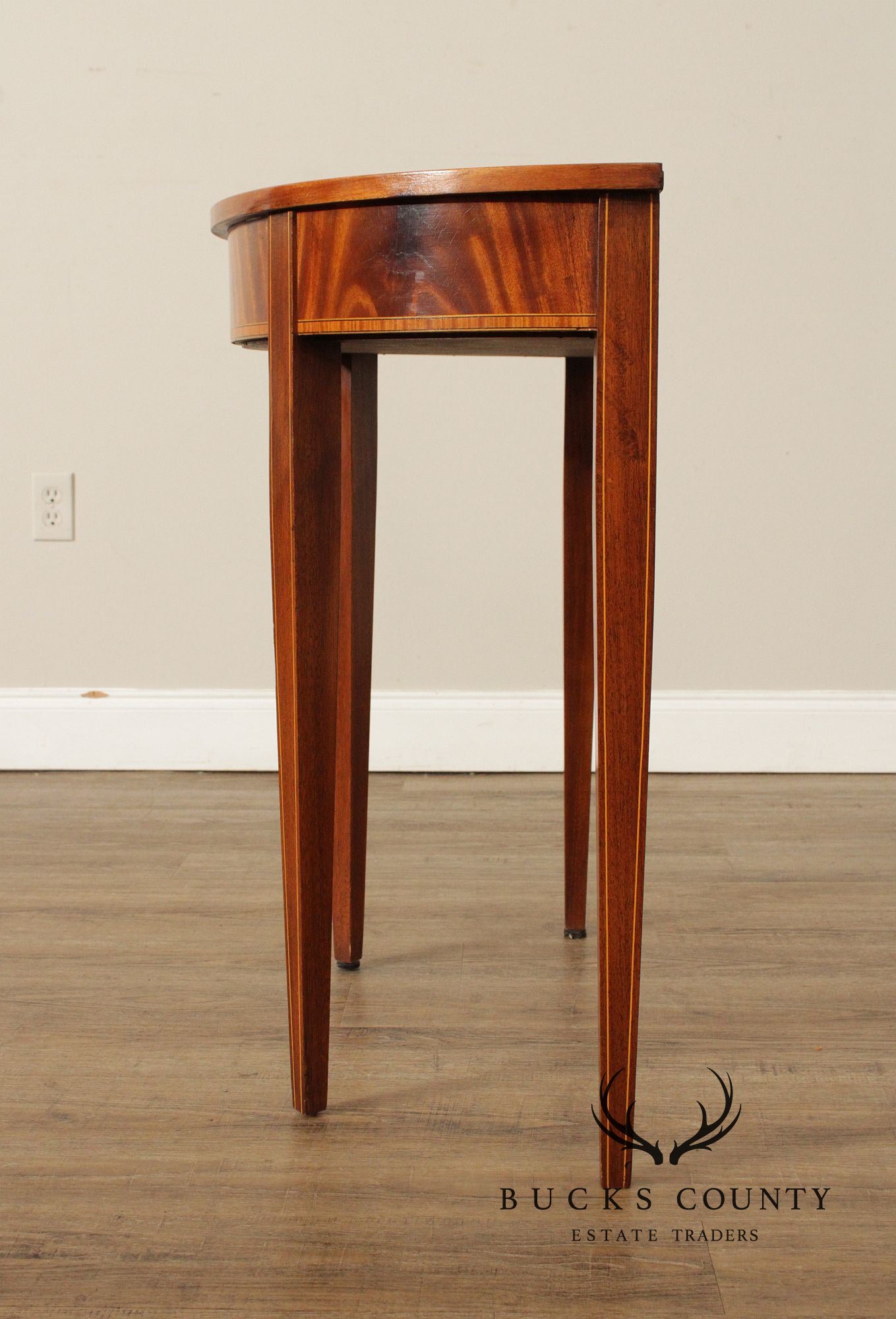 Federal Style Pair of Mahogany Demilune Console Tables