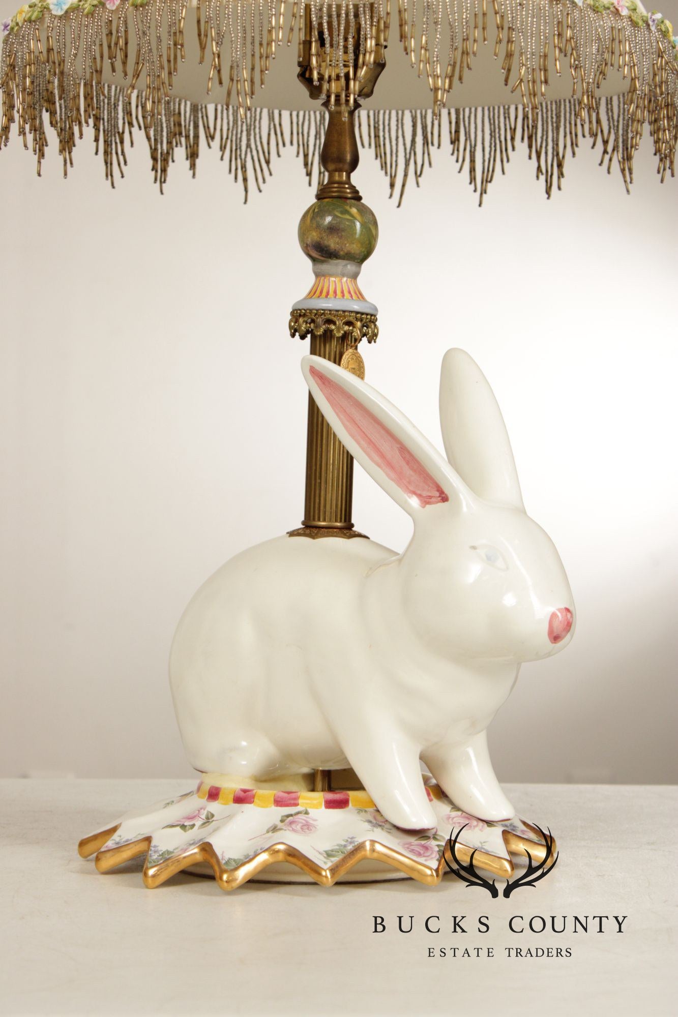 Makenzie Childs Porcelain Bunny Lamp