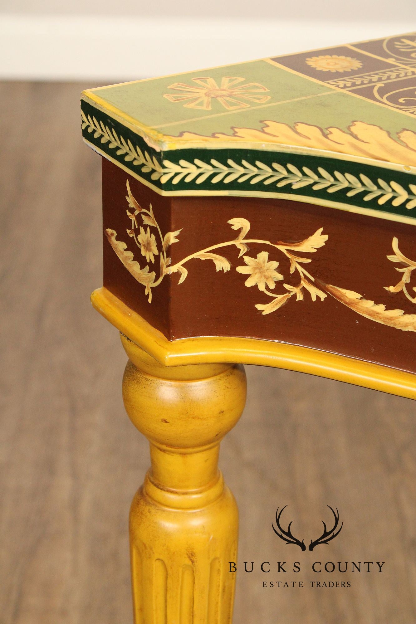 Sarreid Italian Neoclassical Style Painted Demilune Console