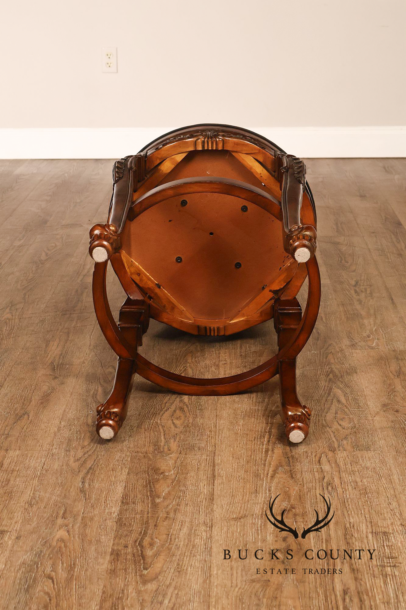 Quality Set Of Four  Carved Mahogany Swivel Bar Stools