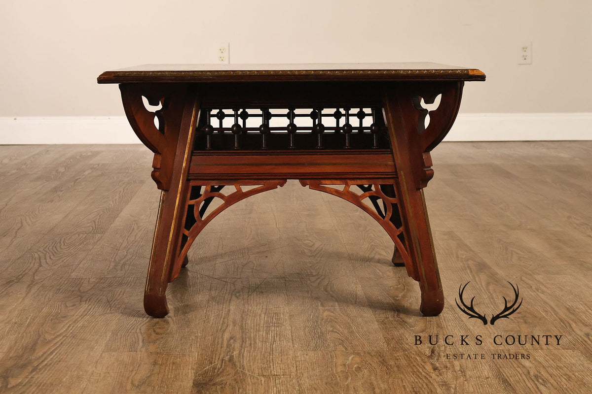 Gothic Revival Style Carved Walnut Coffee Table