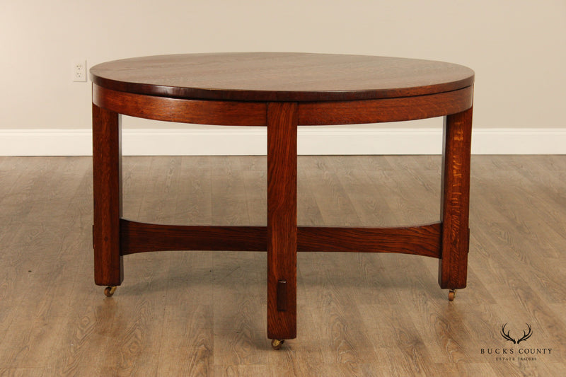 Antique Mission Oak 48 Inch Round Library Table