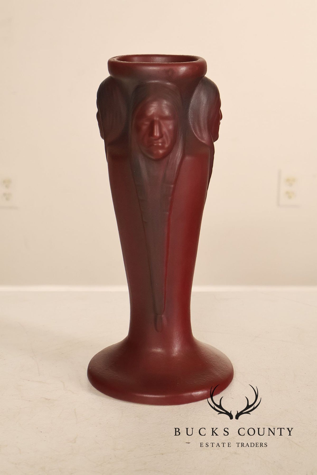 Van Briggle Native American Three Faced Vase
