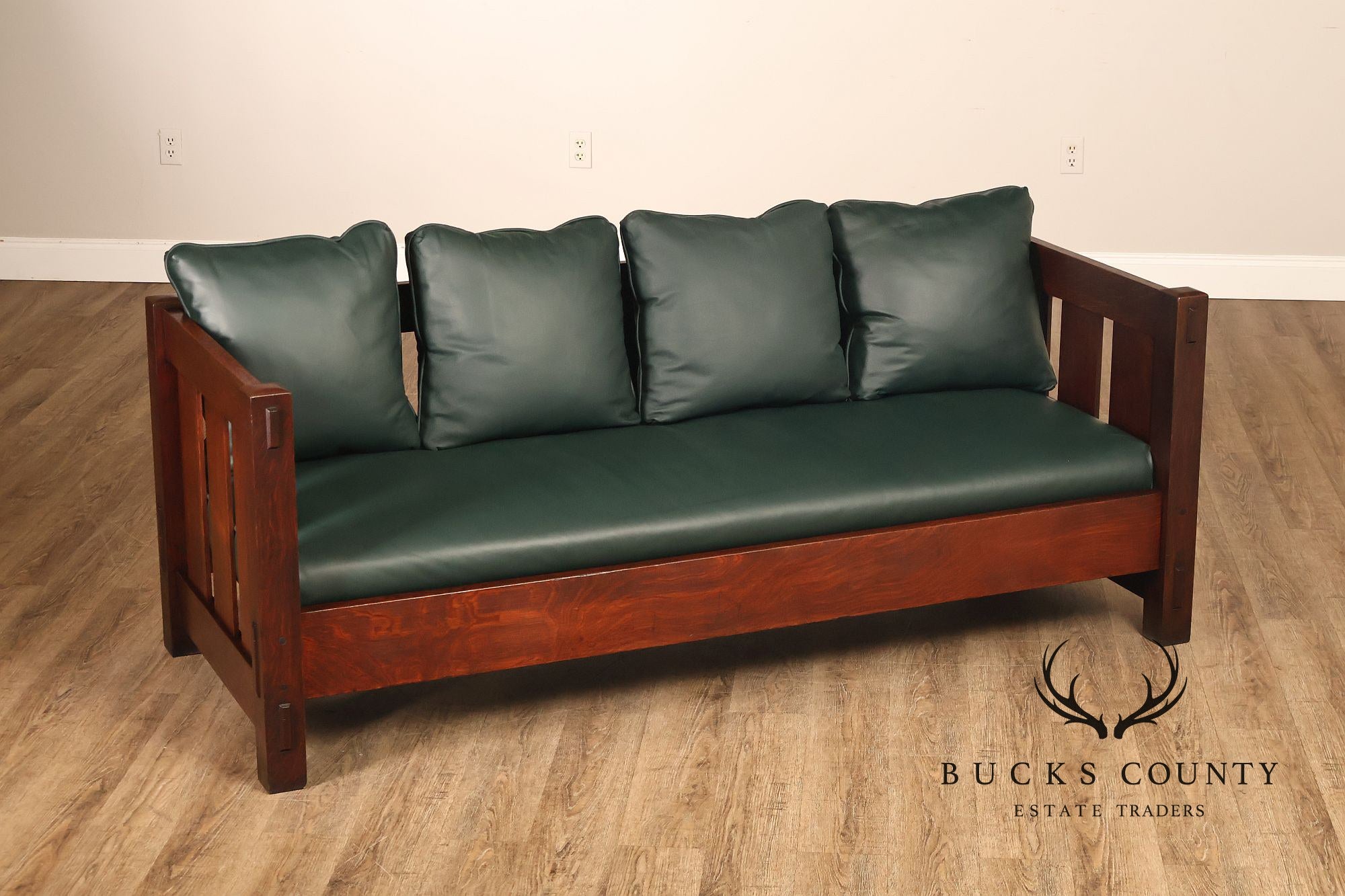 Antique Gustav Stickley Mission Oak Settle Model 208