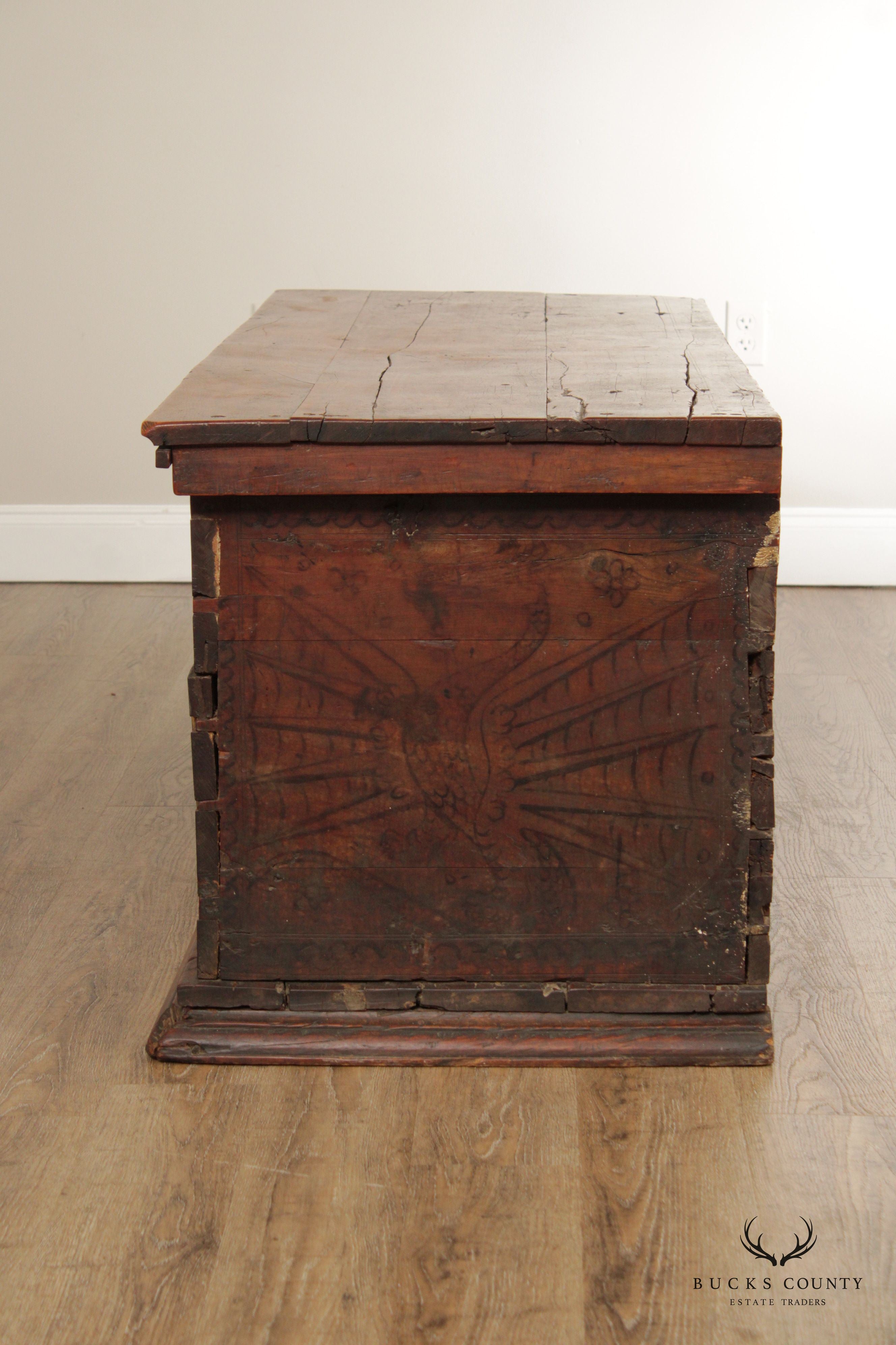 Antique Italian Large Carved Cedar Wood Cassone or Blanket Chest