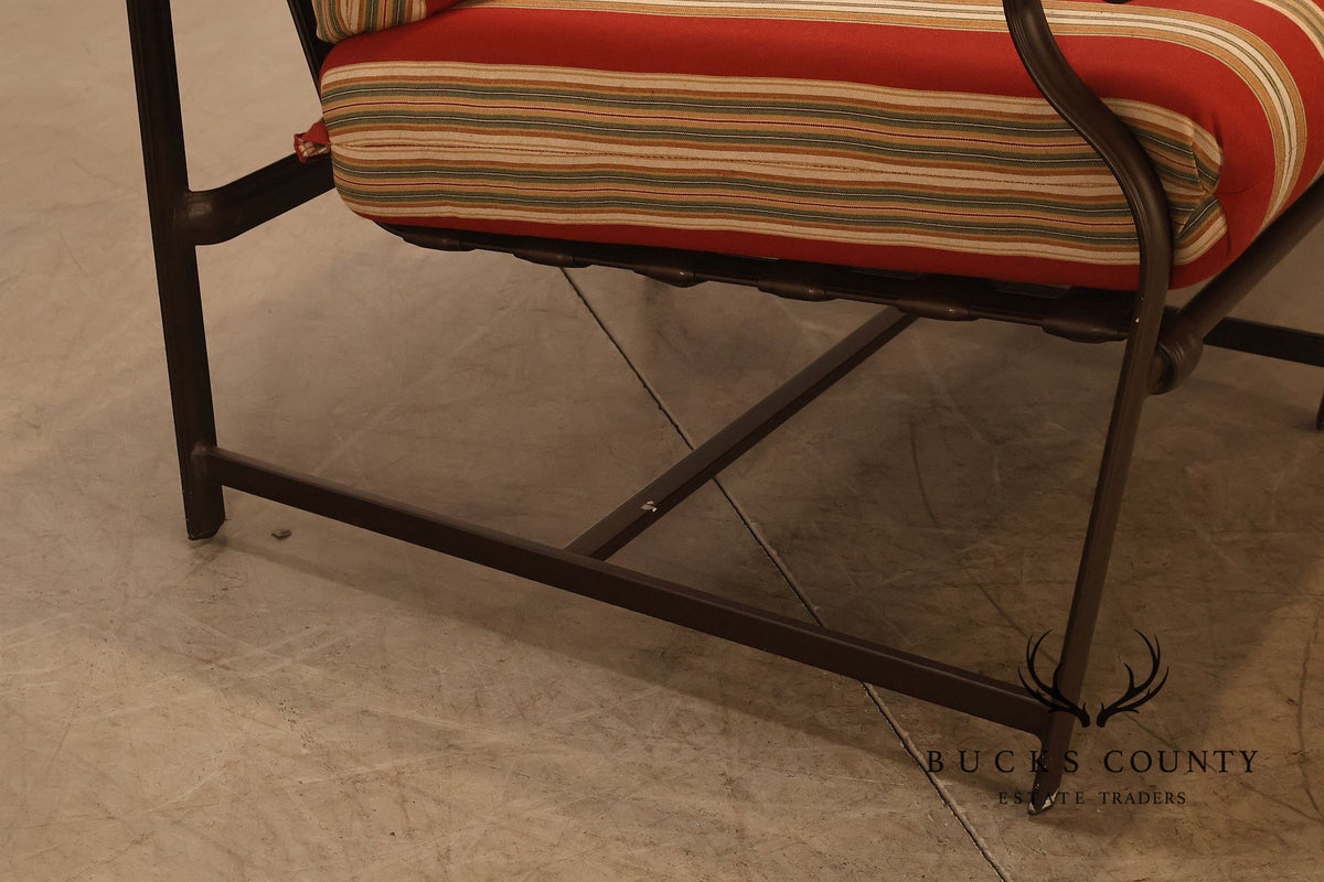 Brown Jordan Outdoor Metal Frame Loveseat With Striped Cushions