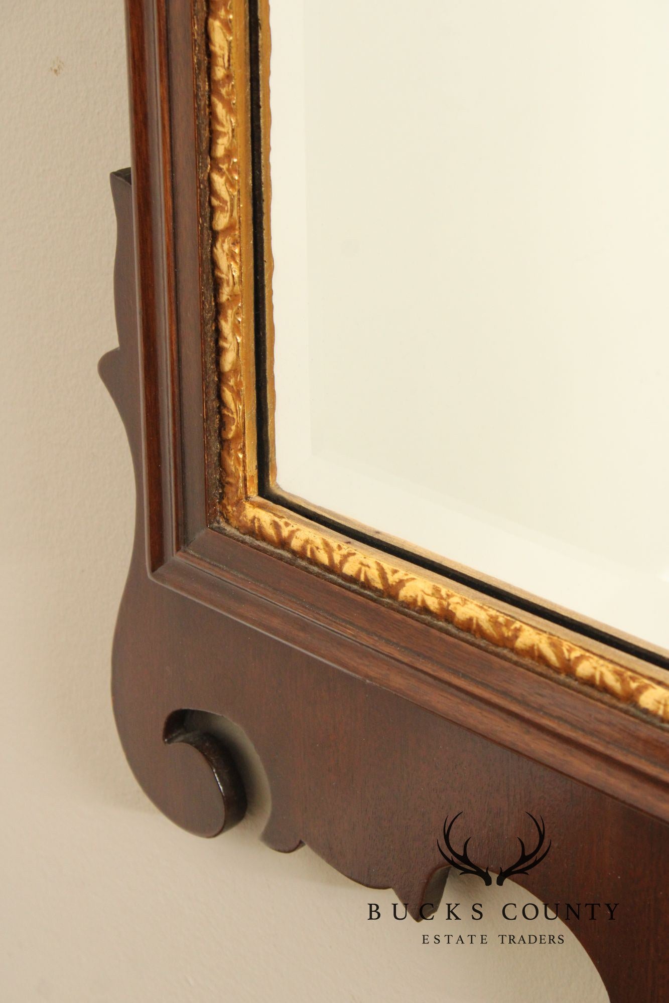 Friedman Brothers Chippendale Style Partial Gilt Mahogany Mirror