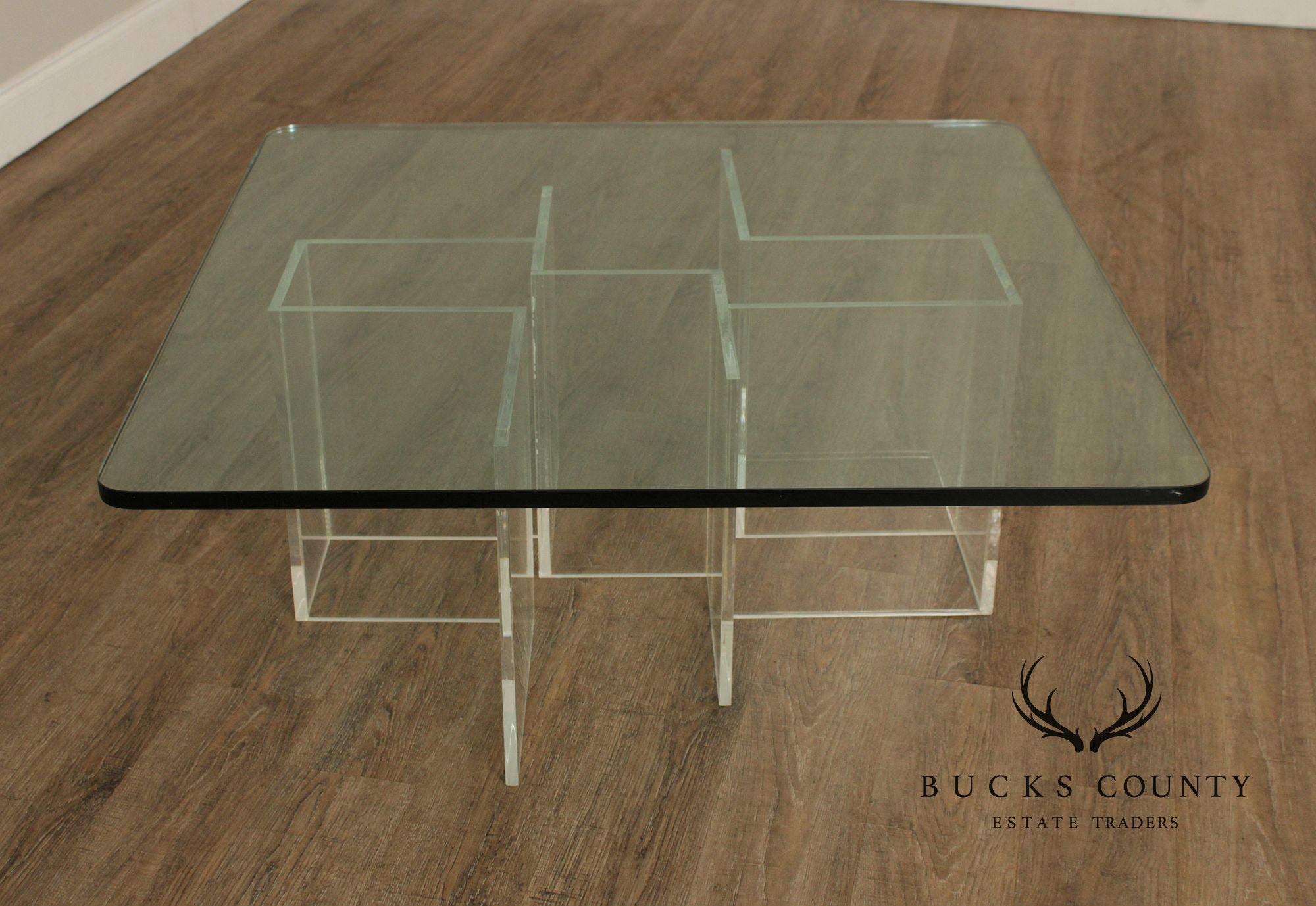 Hollywood Regency Glass Top Lucite Coffee Table