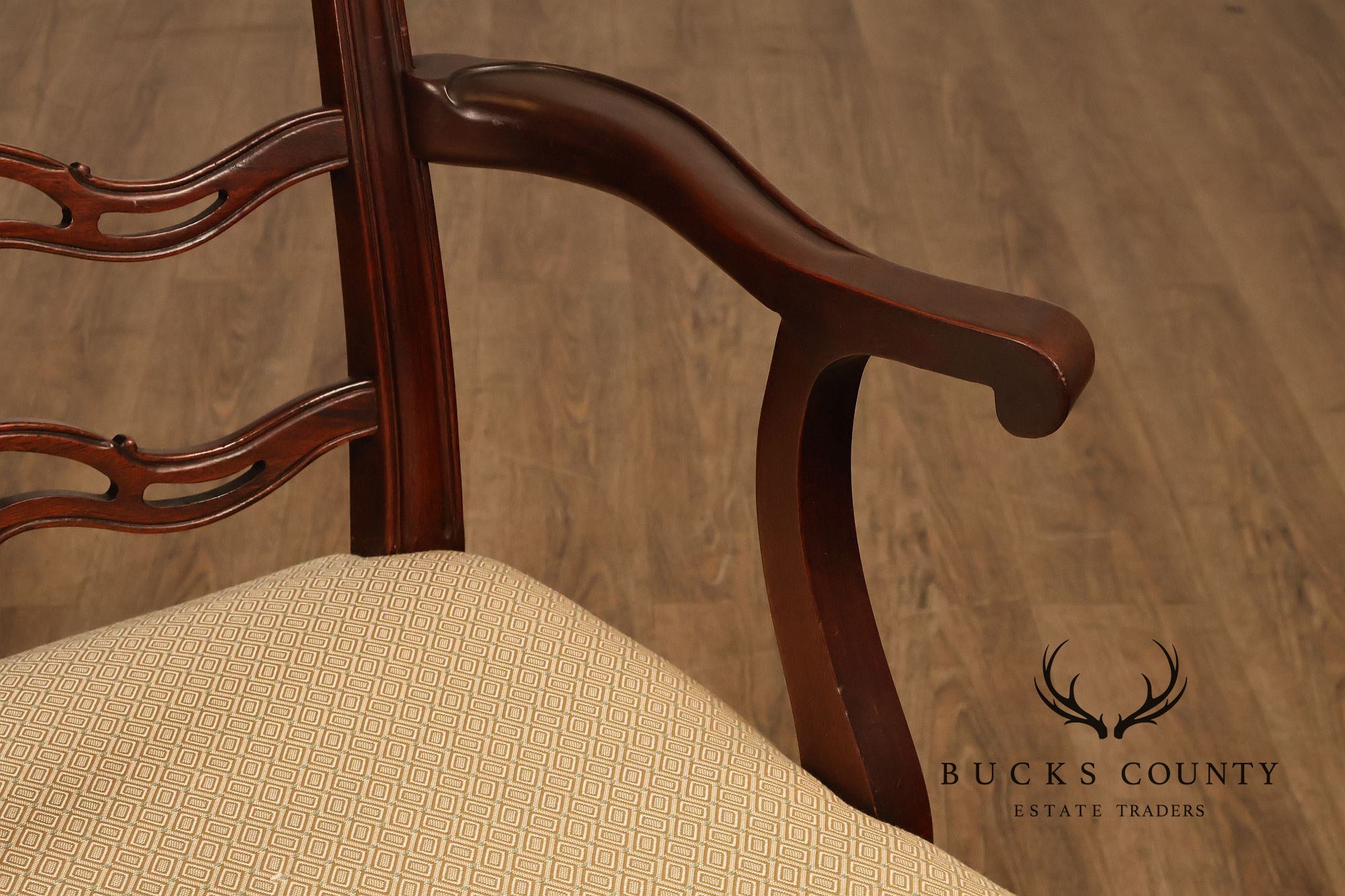 Chippendale Style Set of Eight Mahogany Ladder Back Dining Chairs