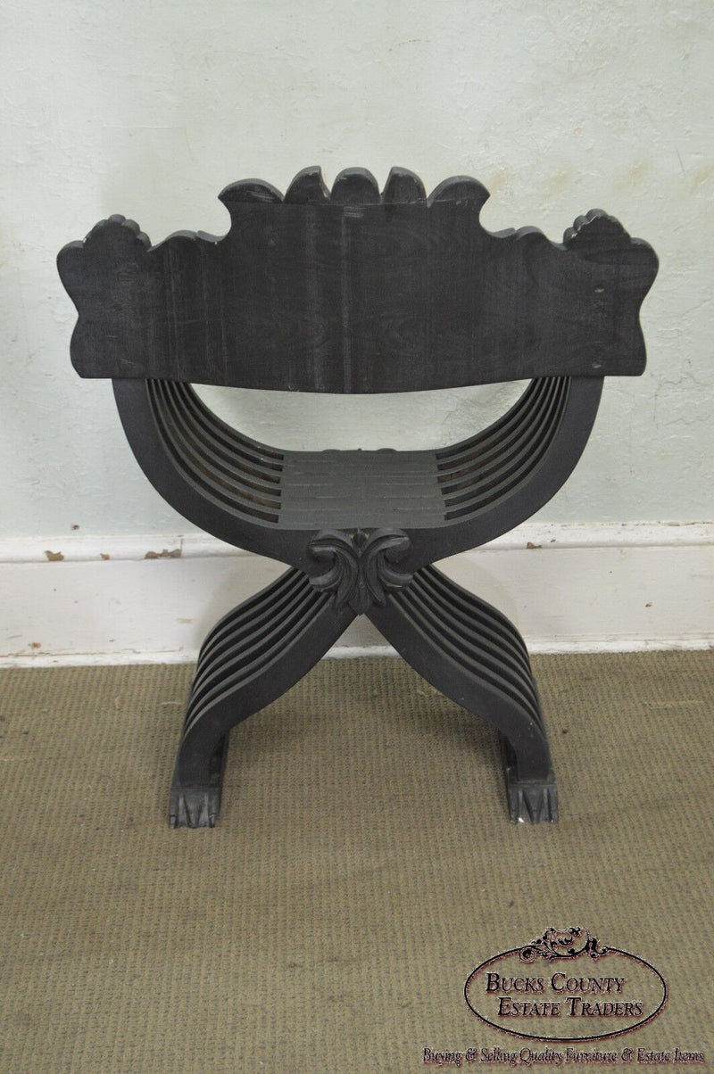 Renaissance Style Vintage Carved Savonarola Arm Chair