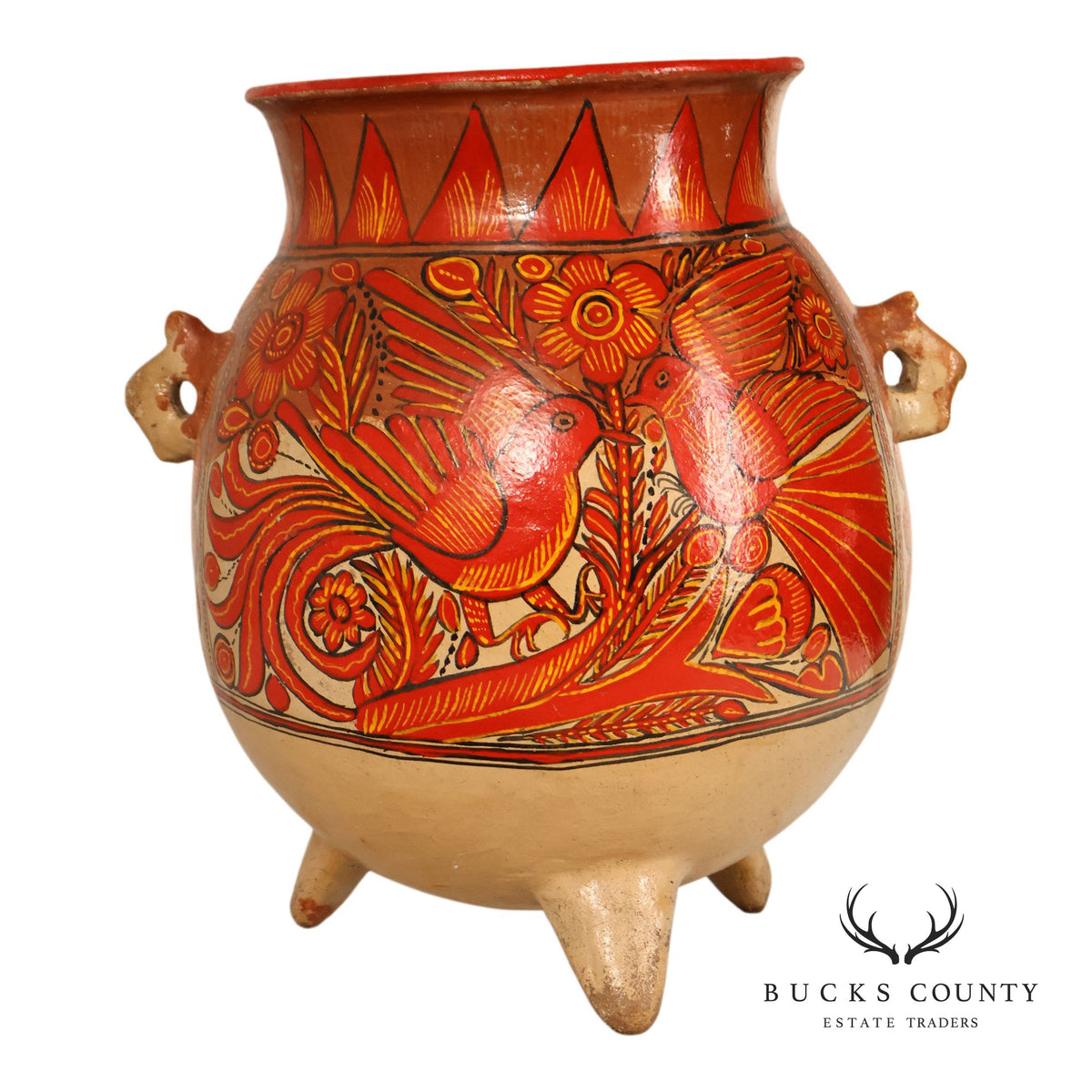 Mexican Folk Art Pottery Vase