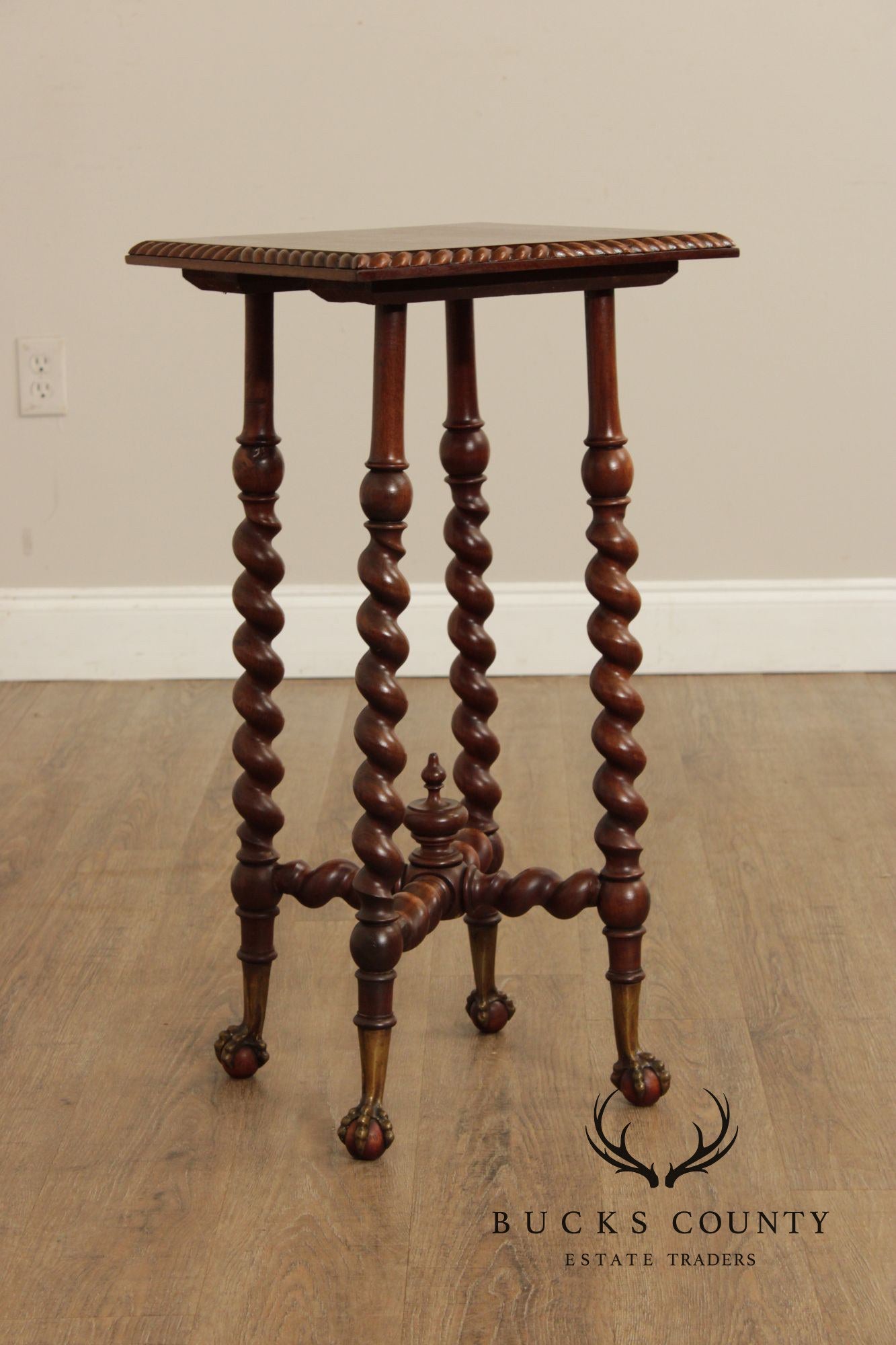 Antique Victorian Barley Twist Mahogany Side Table