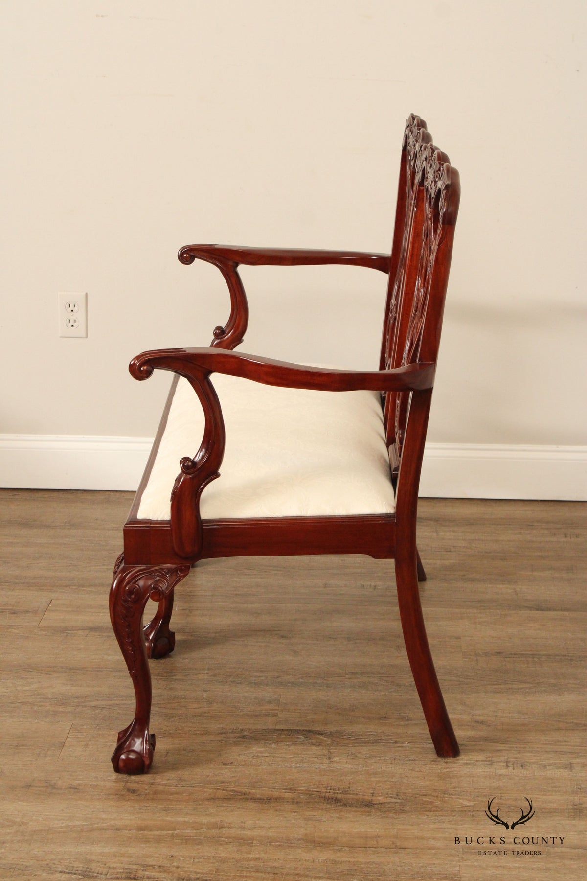 Georgian Style Carved Mahogany Double Bench