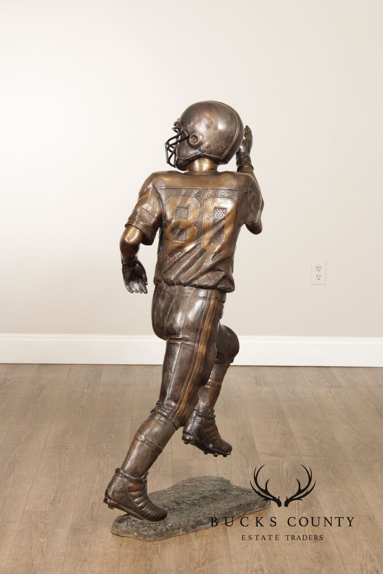 Bronze Garden Statue Of A Football Player