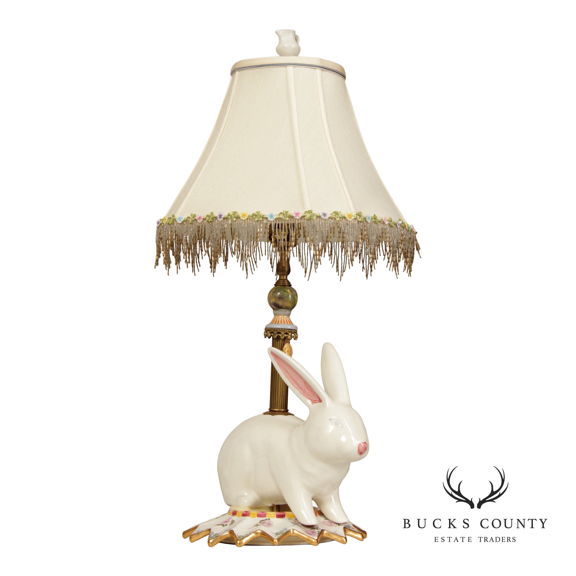 Makenzie Childs Porcelain Bunny Lamp