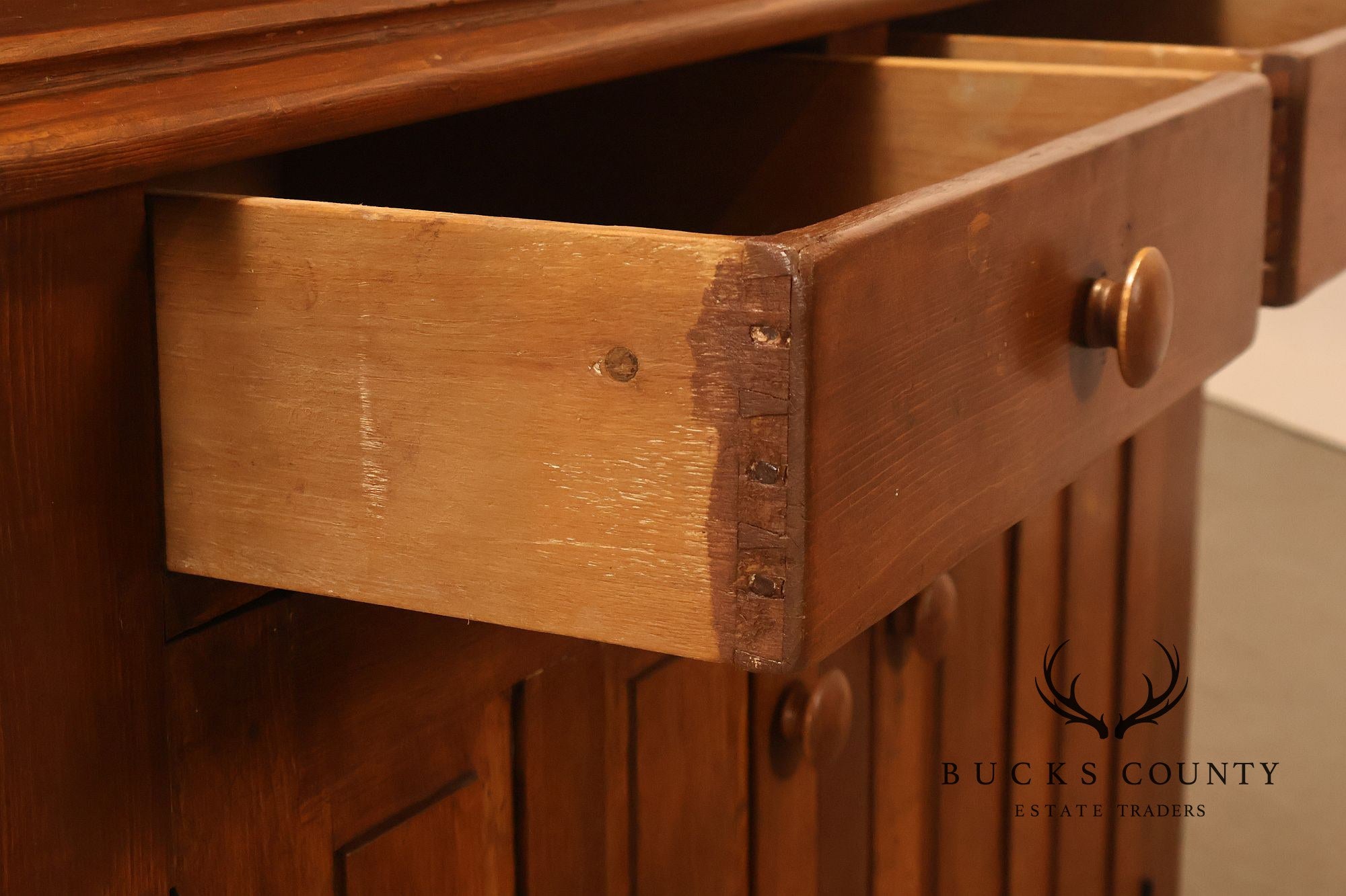 Antique American Primitive Pine Step Back Cupboard
