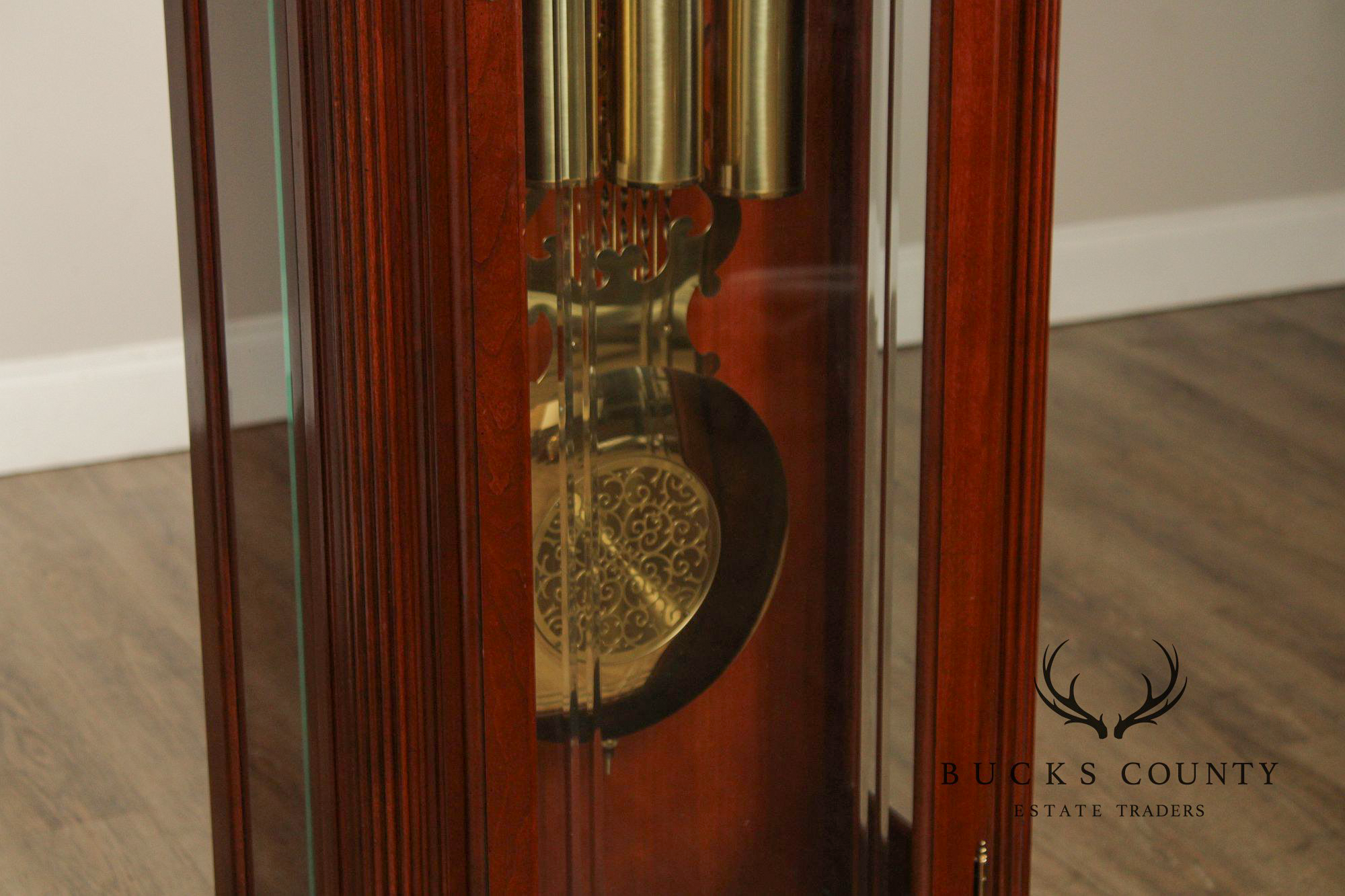 Sligh Mahogany Inlaid Grandfather Clock With Moon Phase Dial