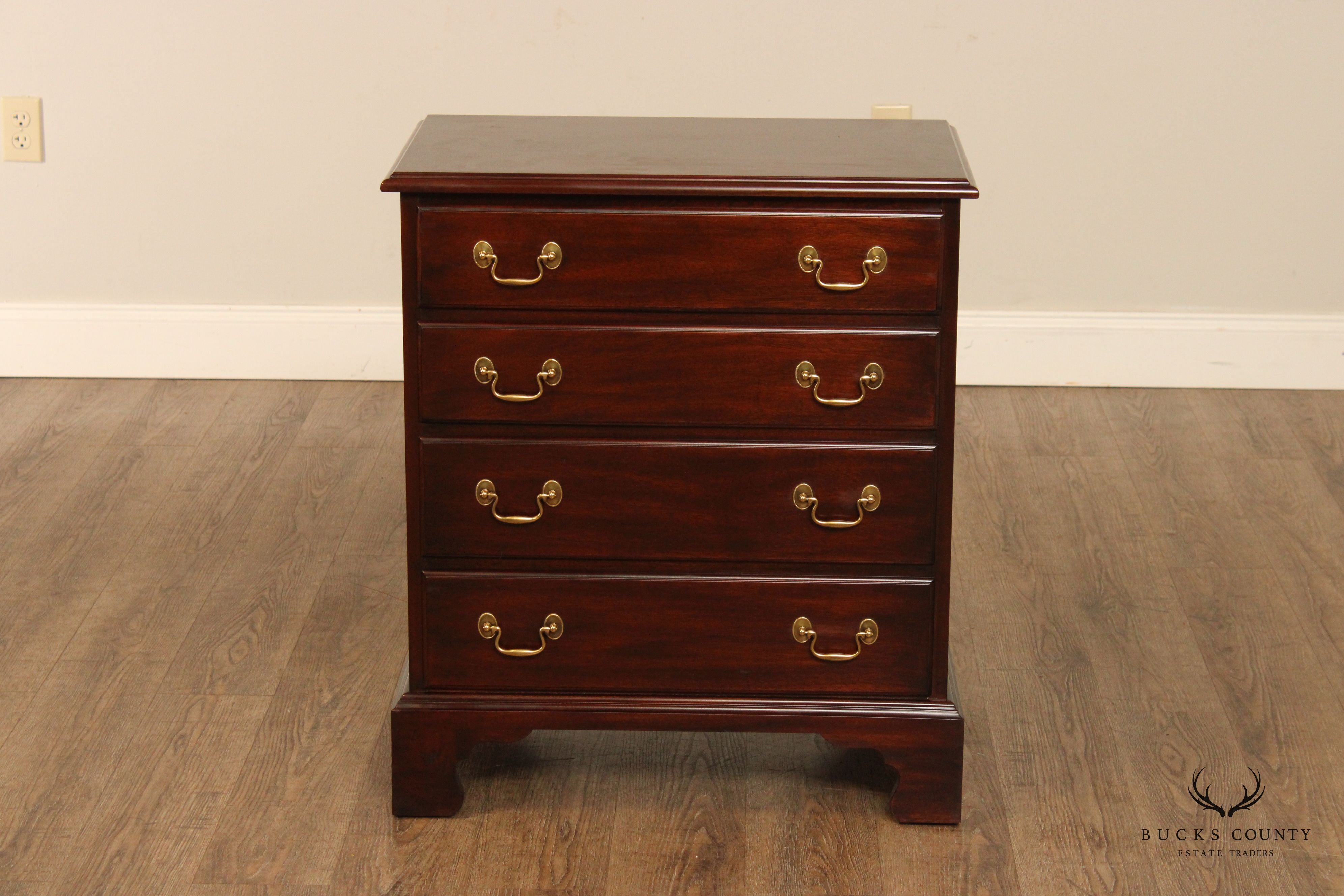 Henkel Harris Chippendale Style Mahogany Four Drawer Chest Nightstand