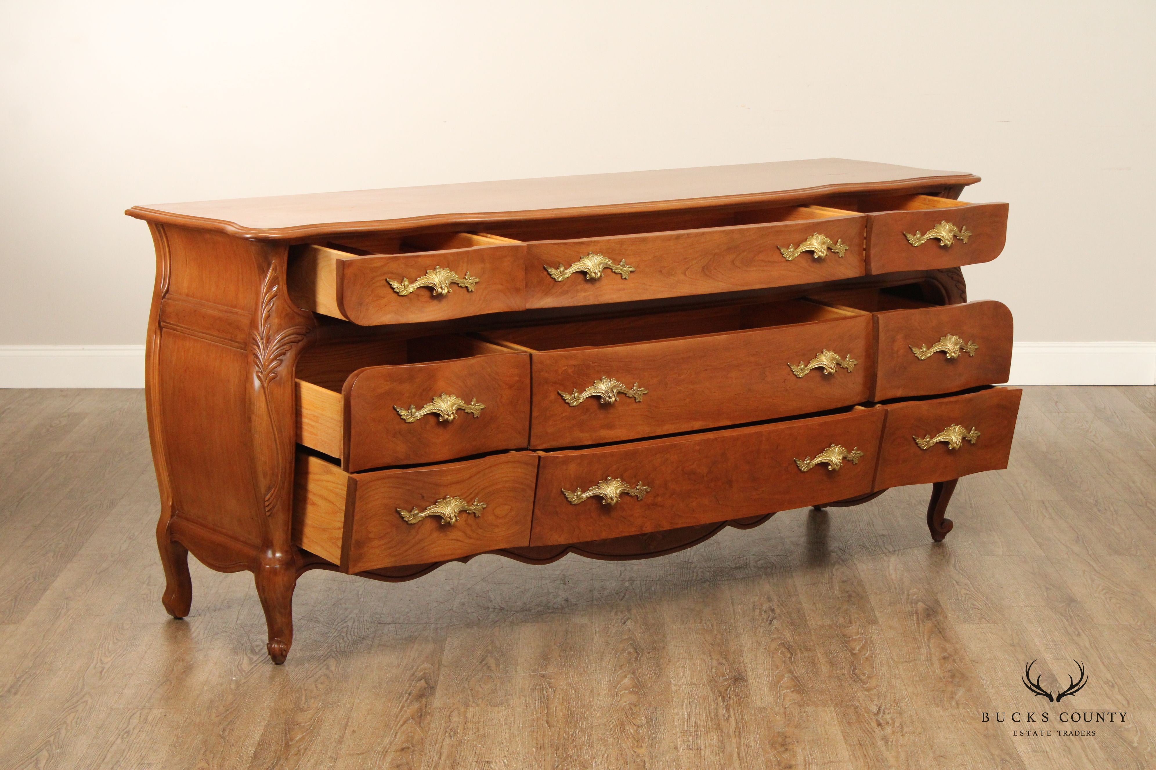 FRENCH LOUIS XV ROCOCO STYLE BOMBE TRIPLE DRESSER