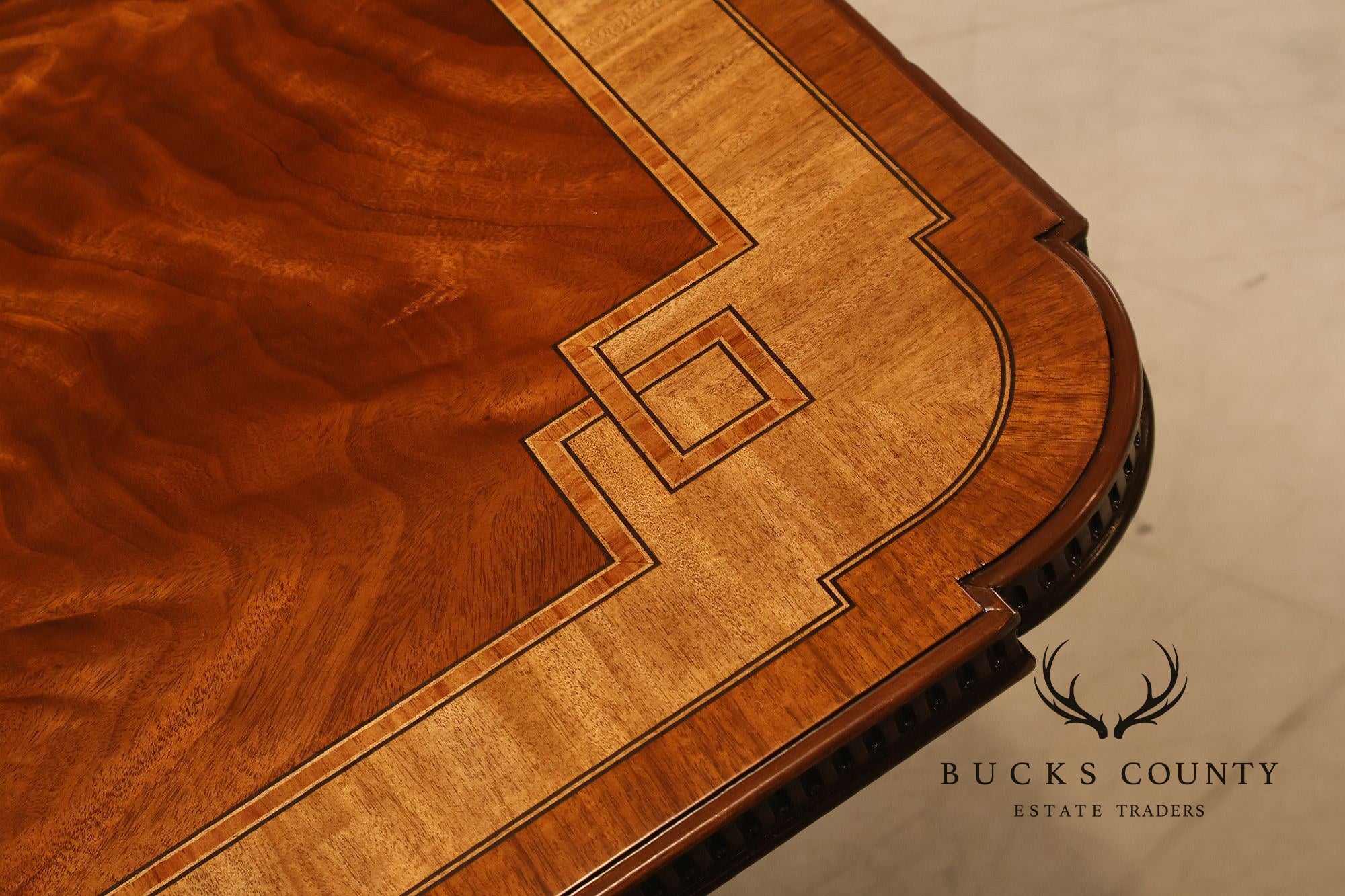 Maitland Smith Greek Key Mahogany & Satinwood Banded Dining Table