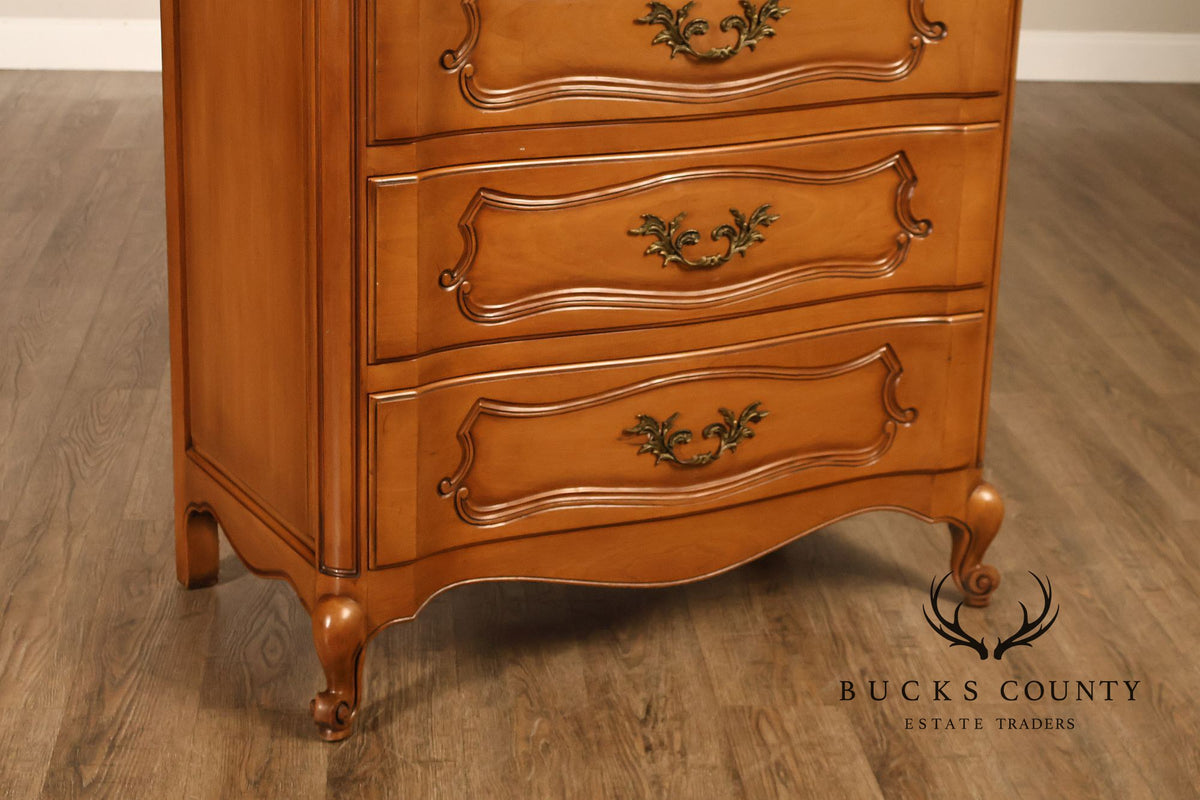 French Provincial Style Marble Top Tall Chest Of Drawers