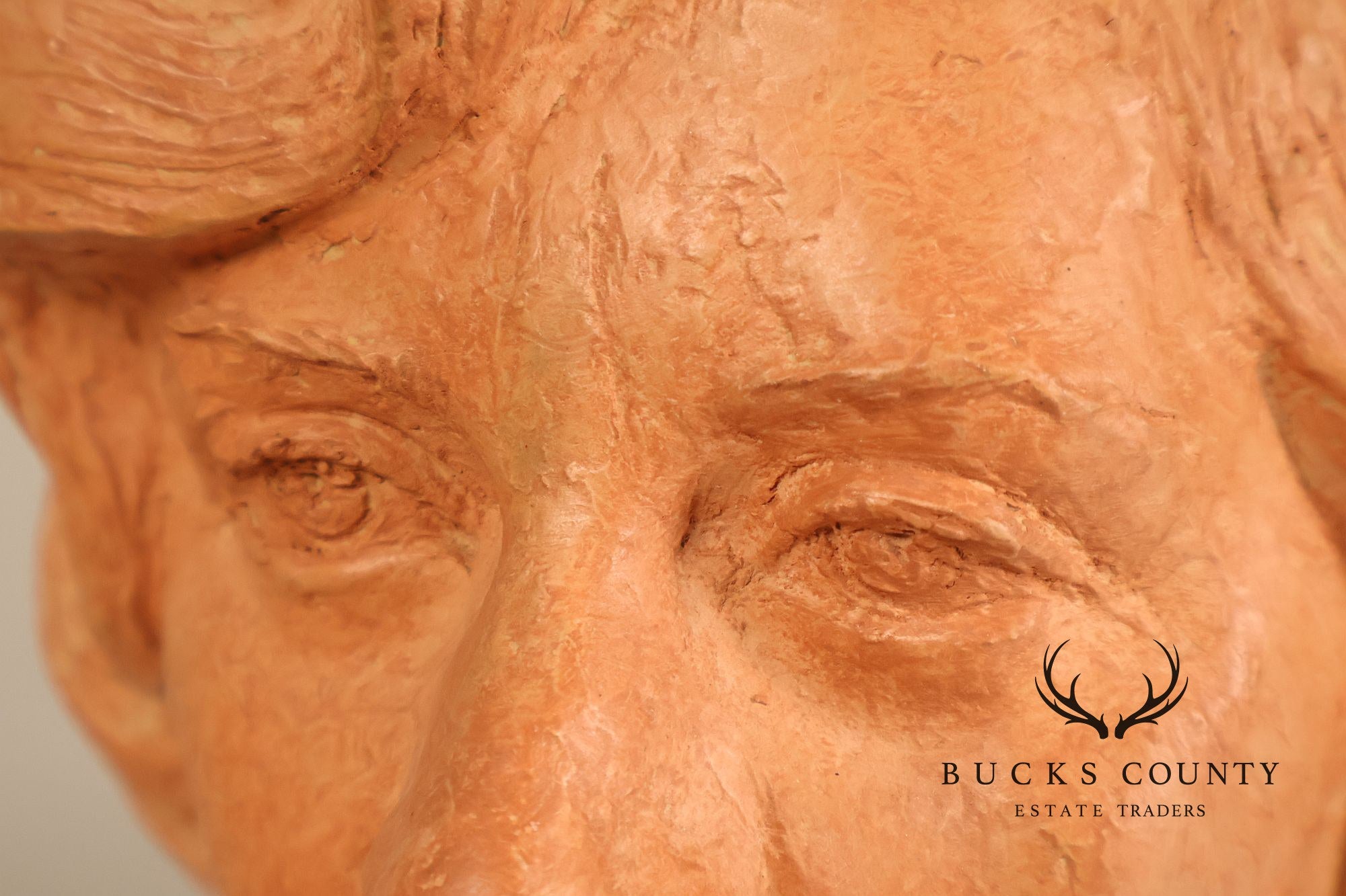 Contemporary Terracotta Female Portrait Bust Sculpture On Travertine Pedestal Base