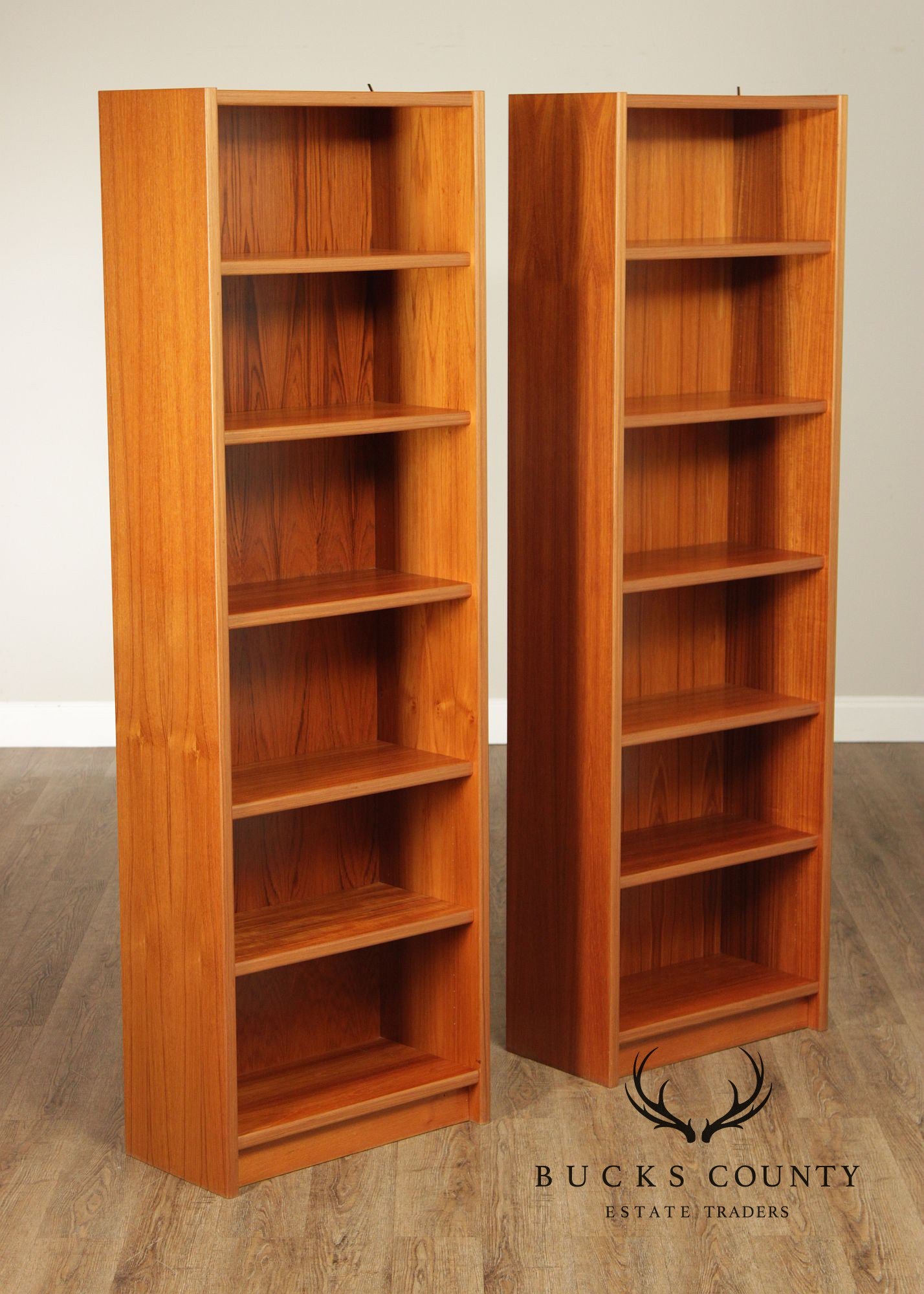 Pair Of Danish Mid Century Modern Teak Bookcases
