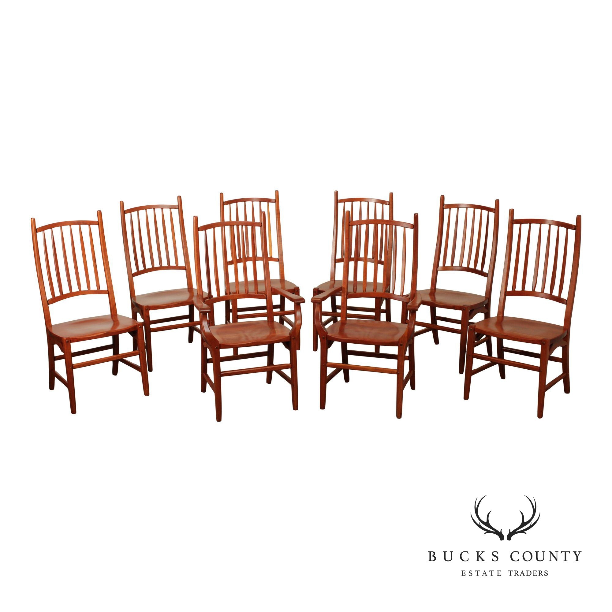 Hunt Country Furniture Set of Eight Solid Cherry 'Squire' Dining Chairs