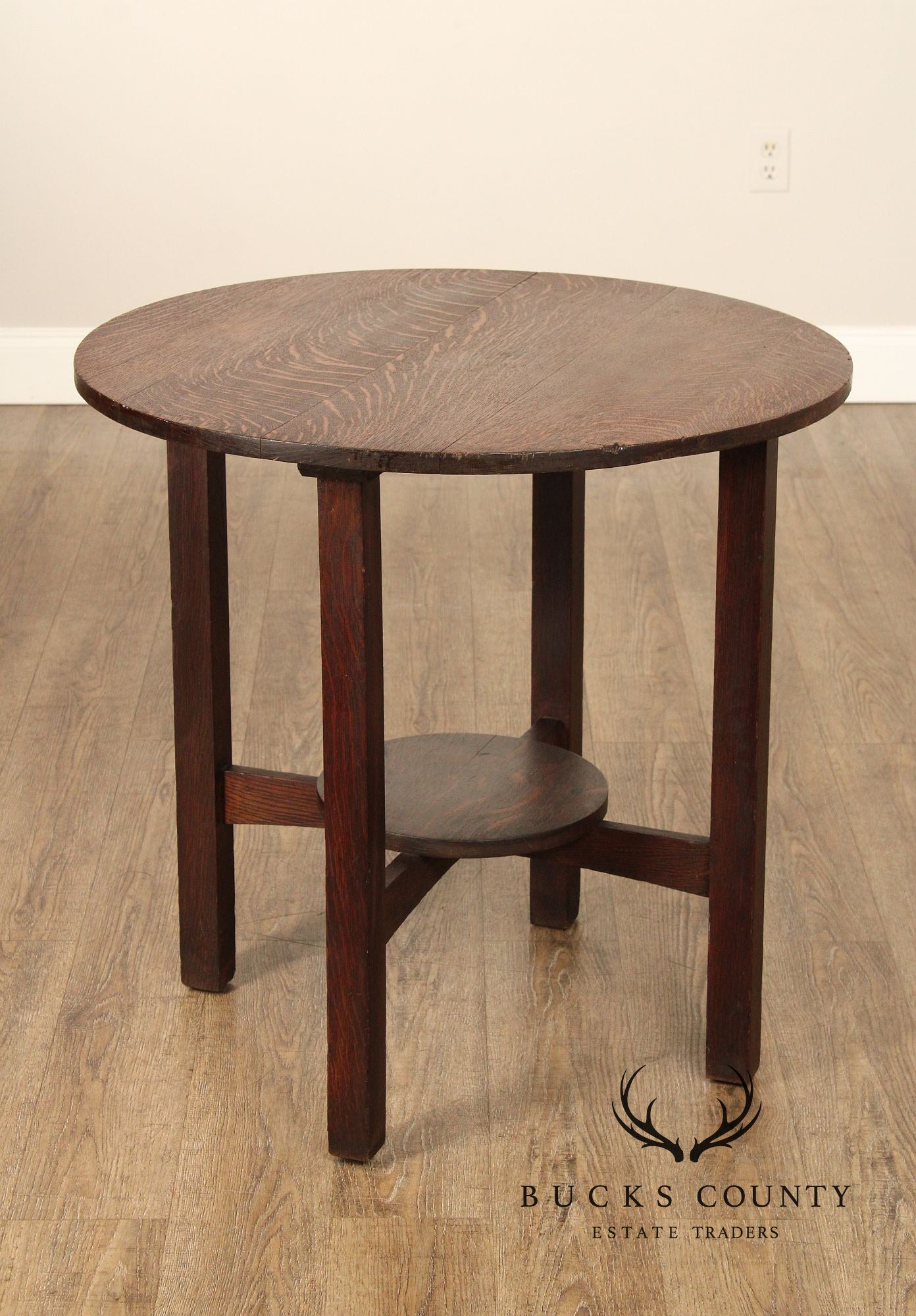 J.M. Young & Sons Antique Mission Oak Round-Top Side Table