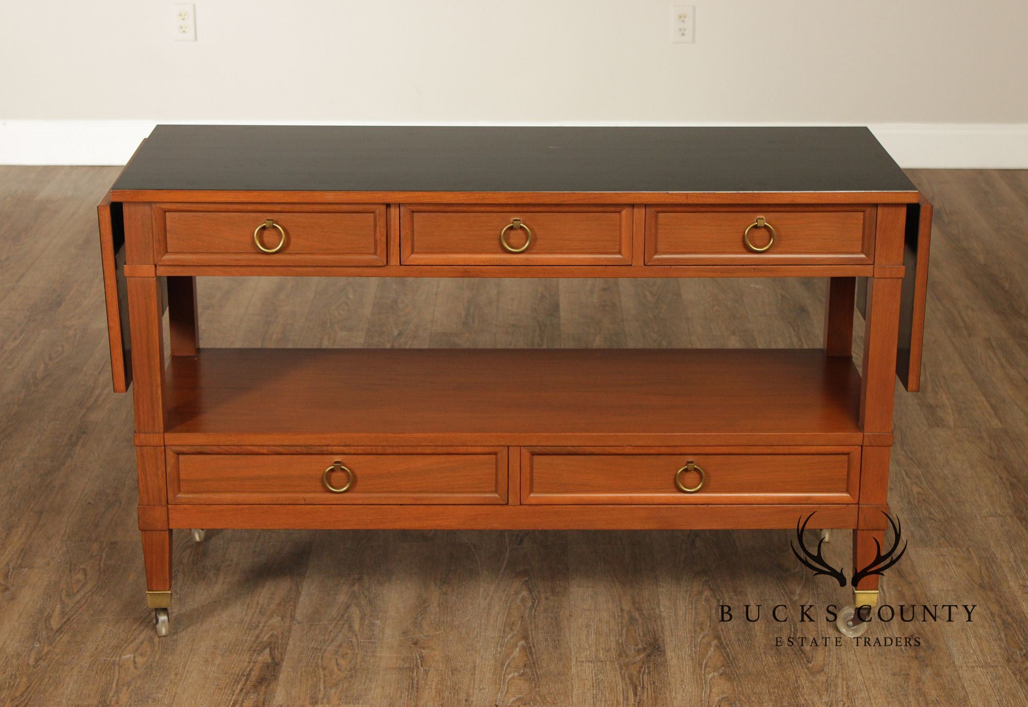 Baker Furniture Milling Road Directoire Style Walnut Rolling Server